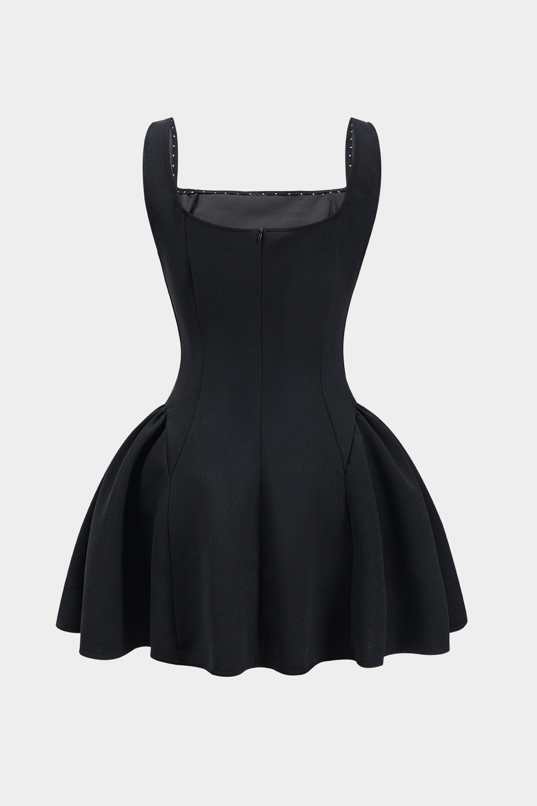 Vestido Mini Plisado Seda con Cremallera Frontal Minimalista