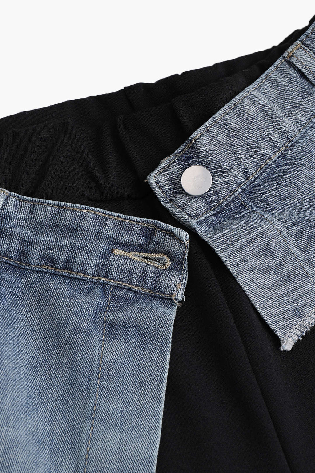 Pantalones Vaqueros Patchwork Con Bolsillos Para Mujer