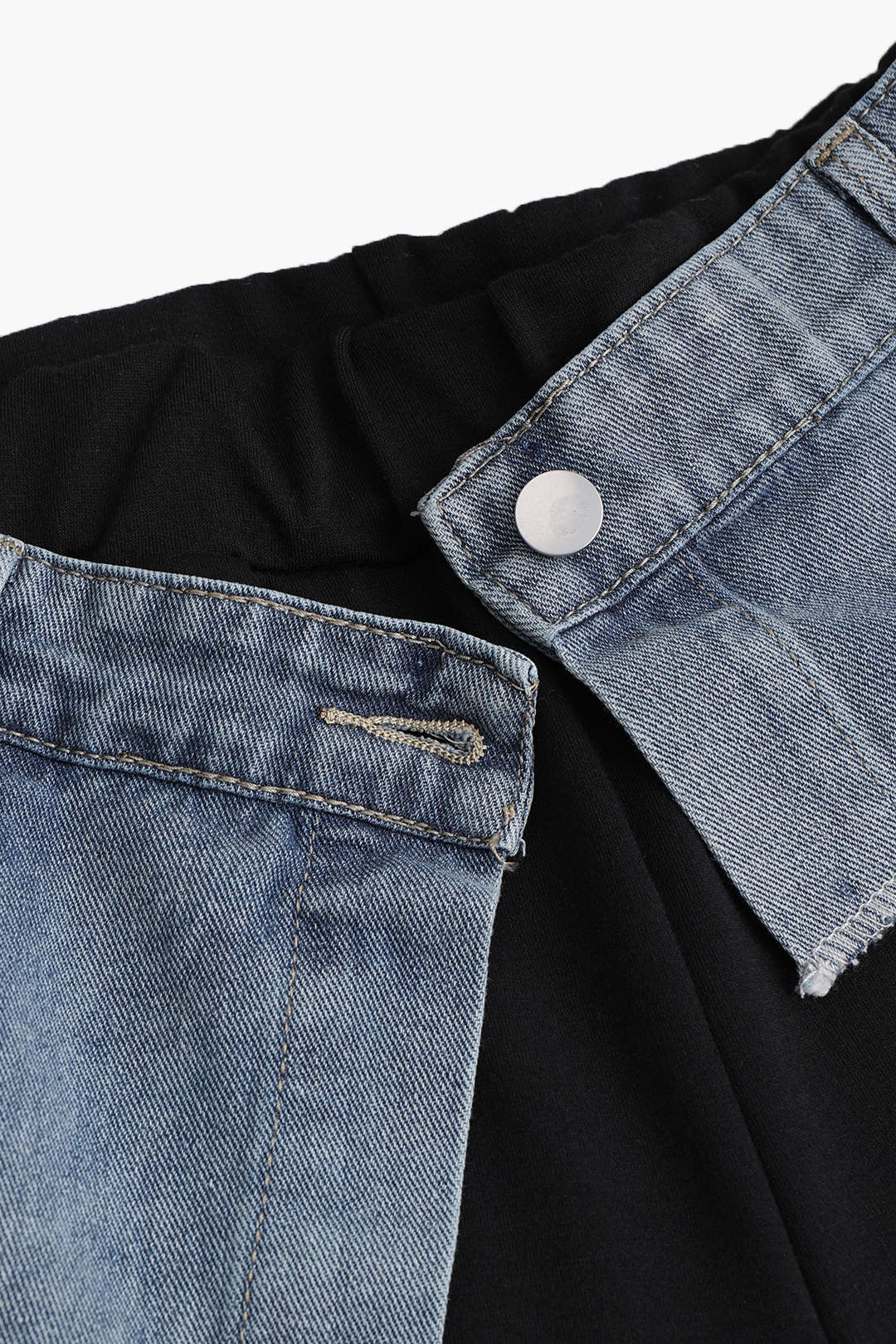 Pantalones Vaqueros Patchwork Con Bolsillos Para Mujer