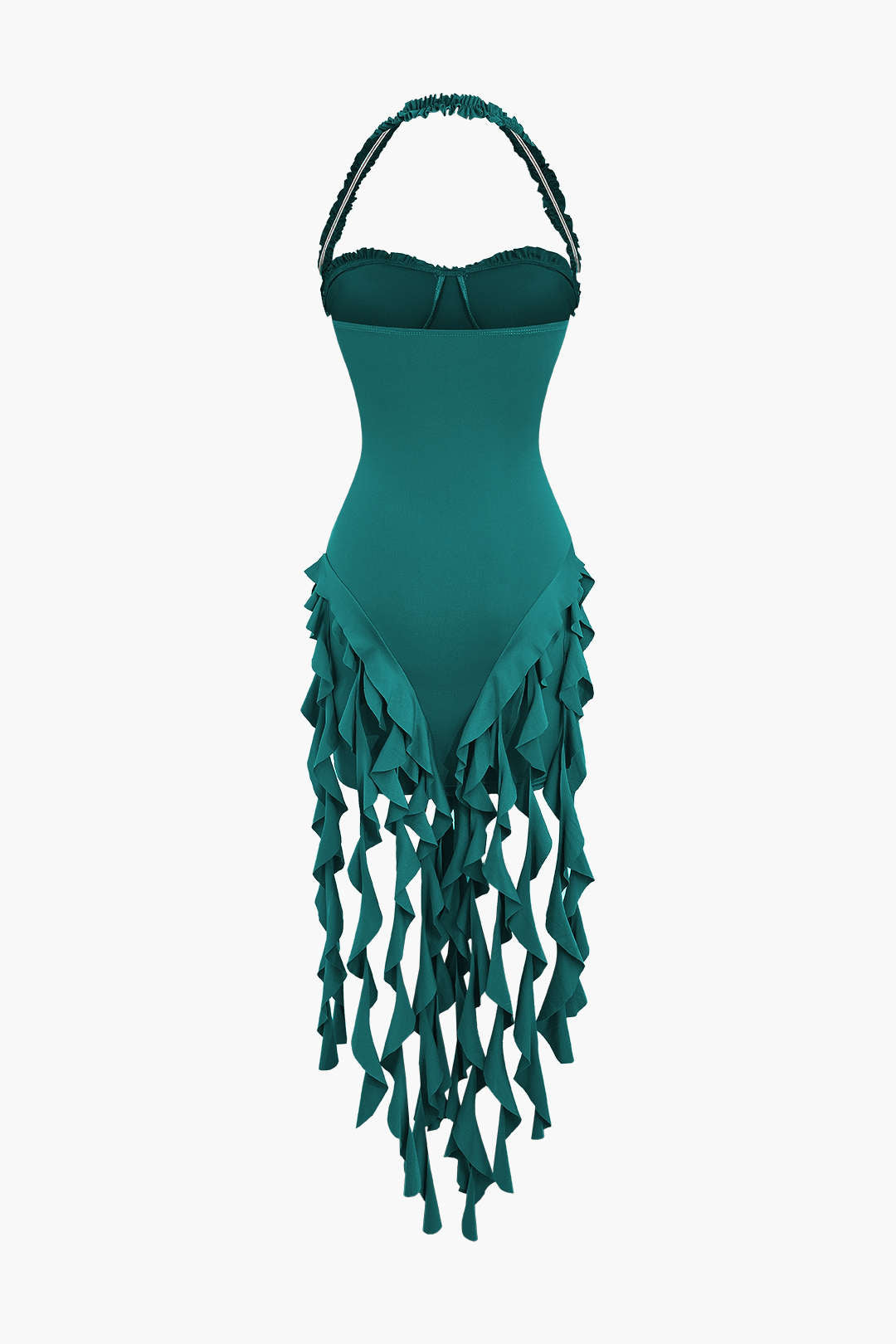 Vestido Mini Halter Bustier Con Flecos Espalda Abierta