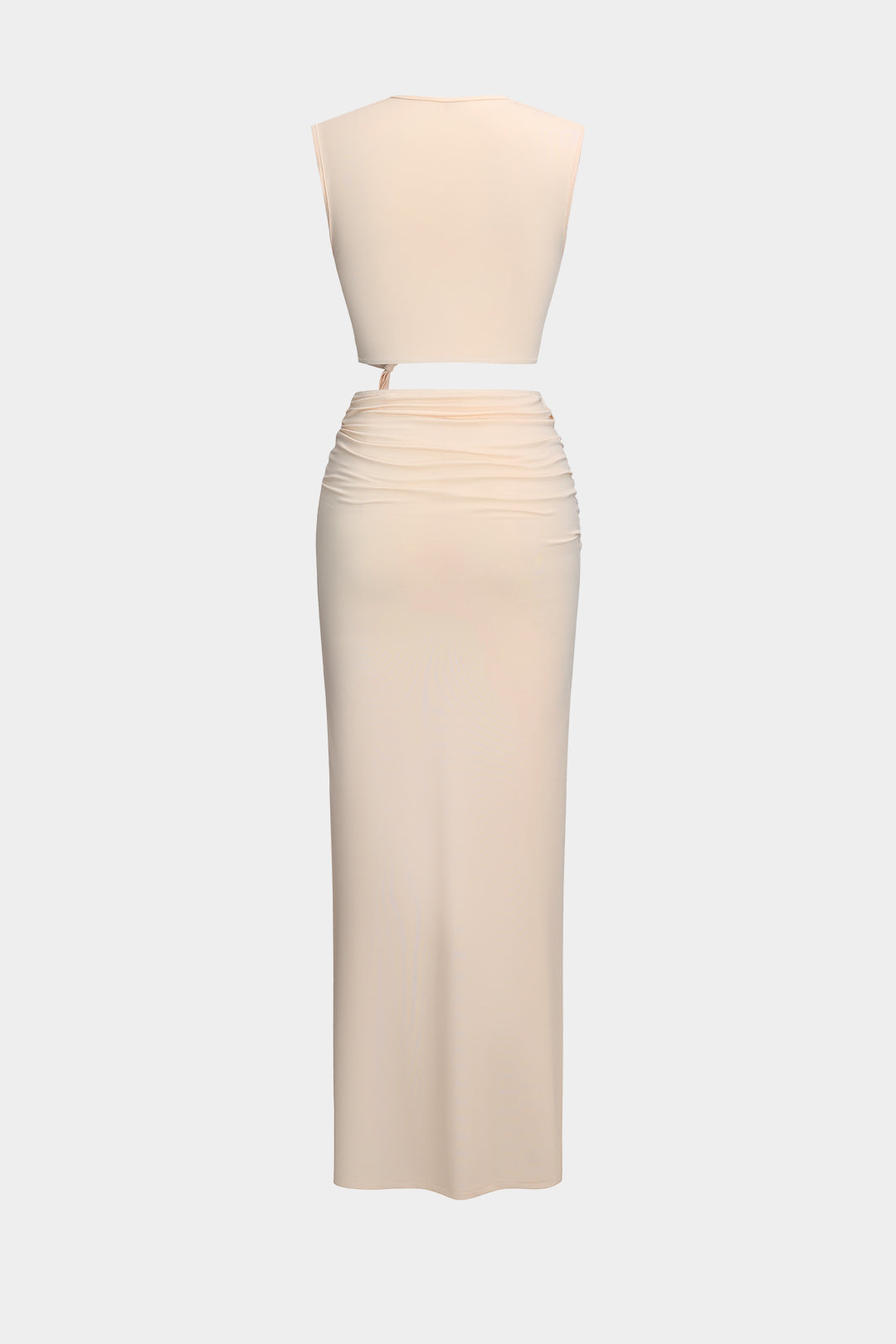 Vestido Maxi Sin Mangas Con Escote En V Y Volantes Largos