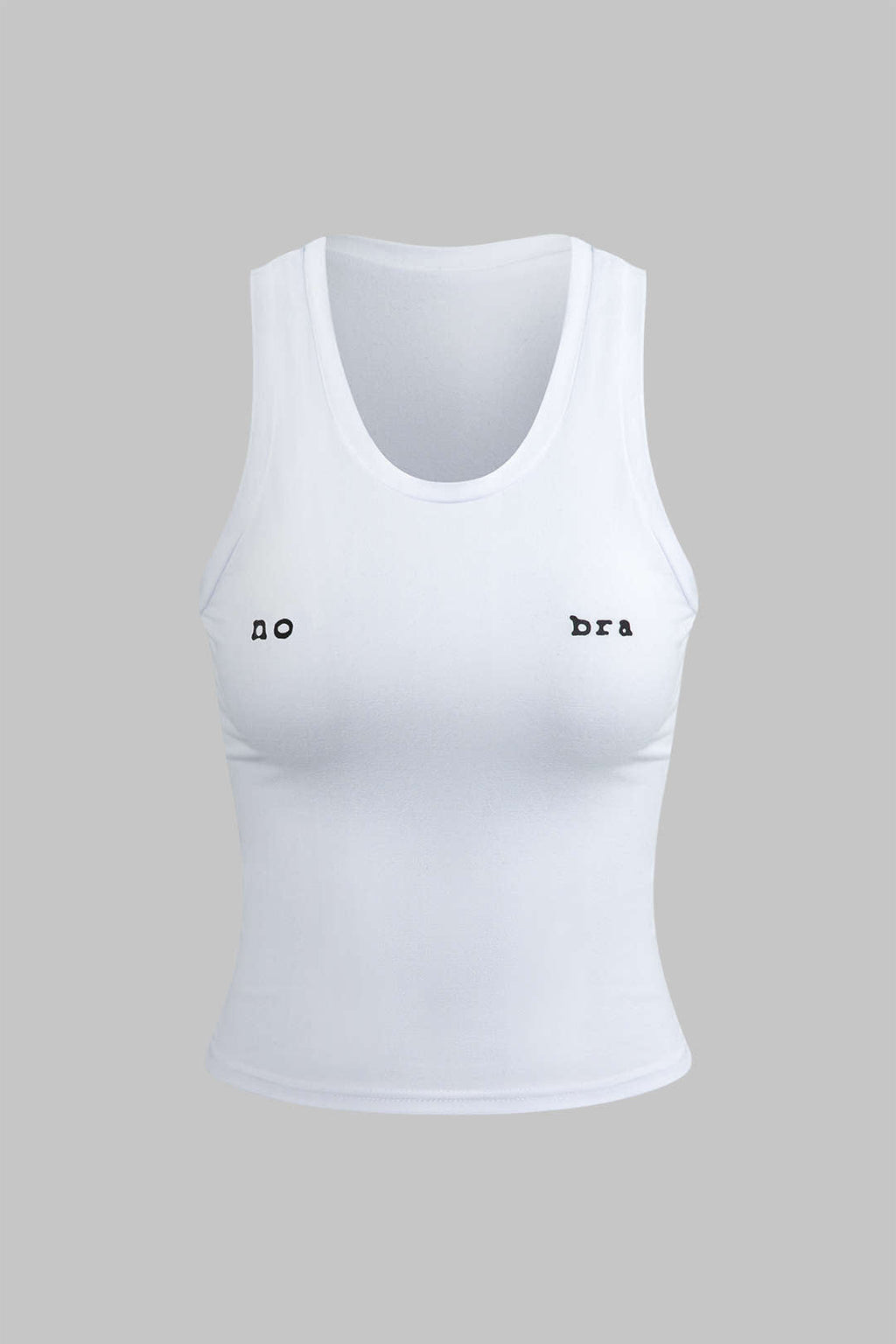 Camiseta Sin Mangas Cuello Redondo Estampado de Texto