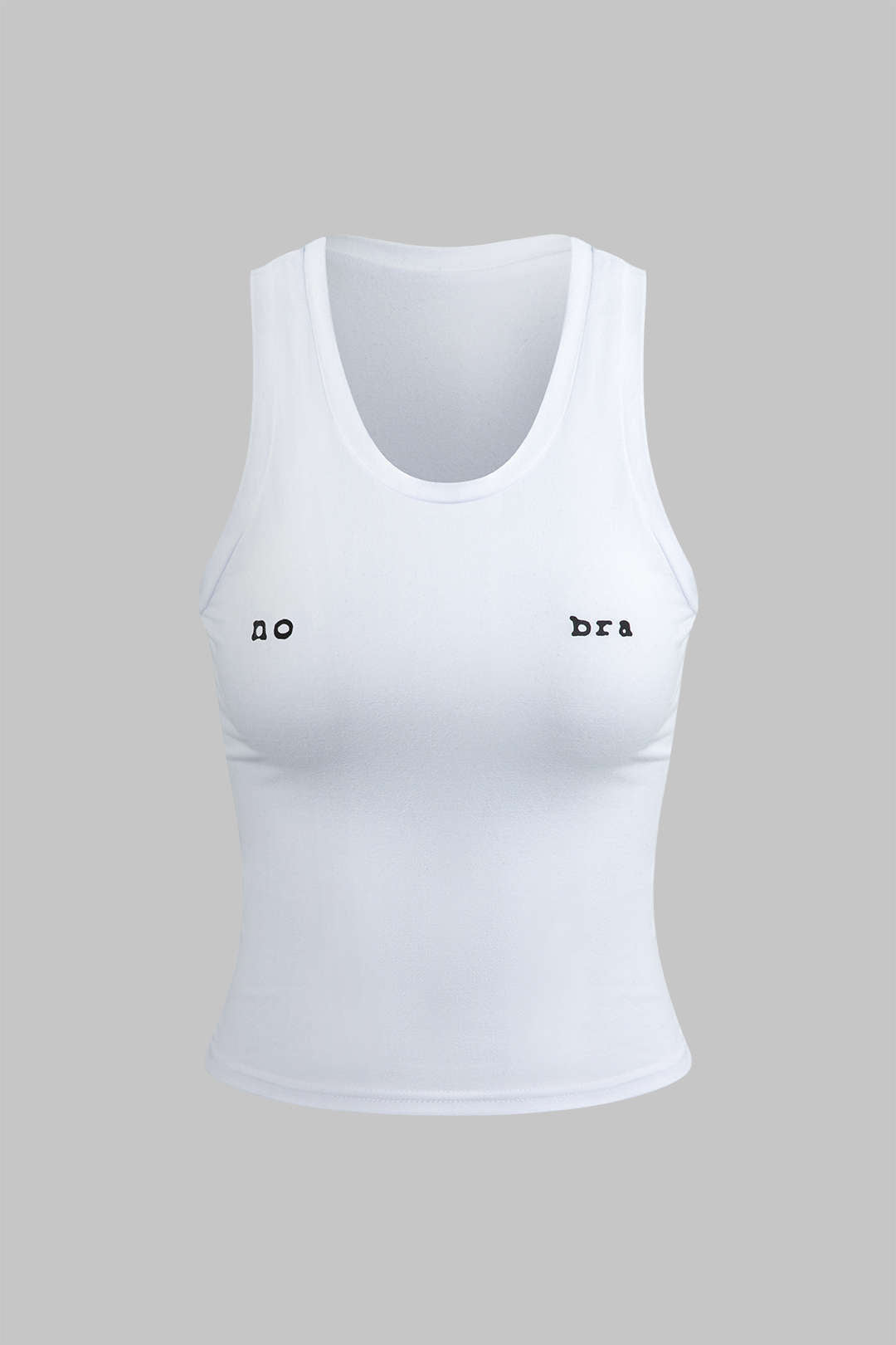 Camiseta Sin Mangas Cuello Redondo Estampado de Texto