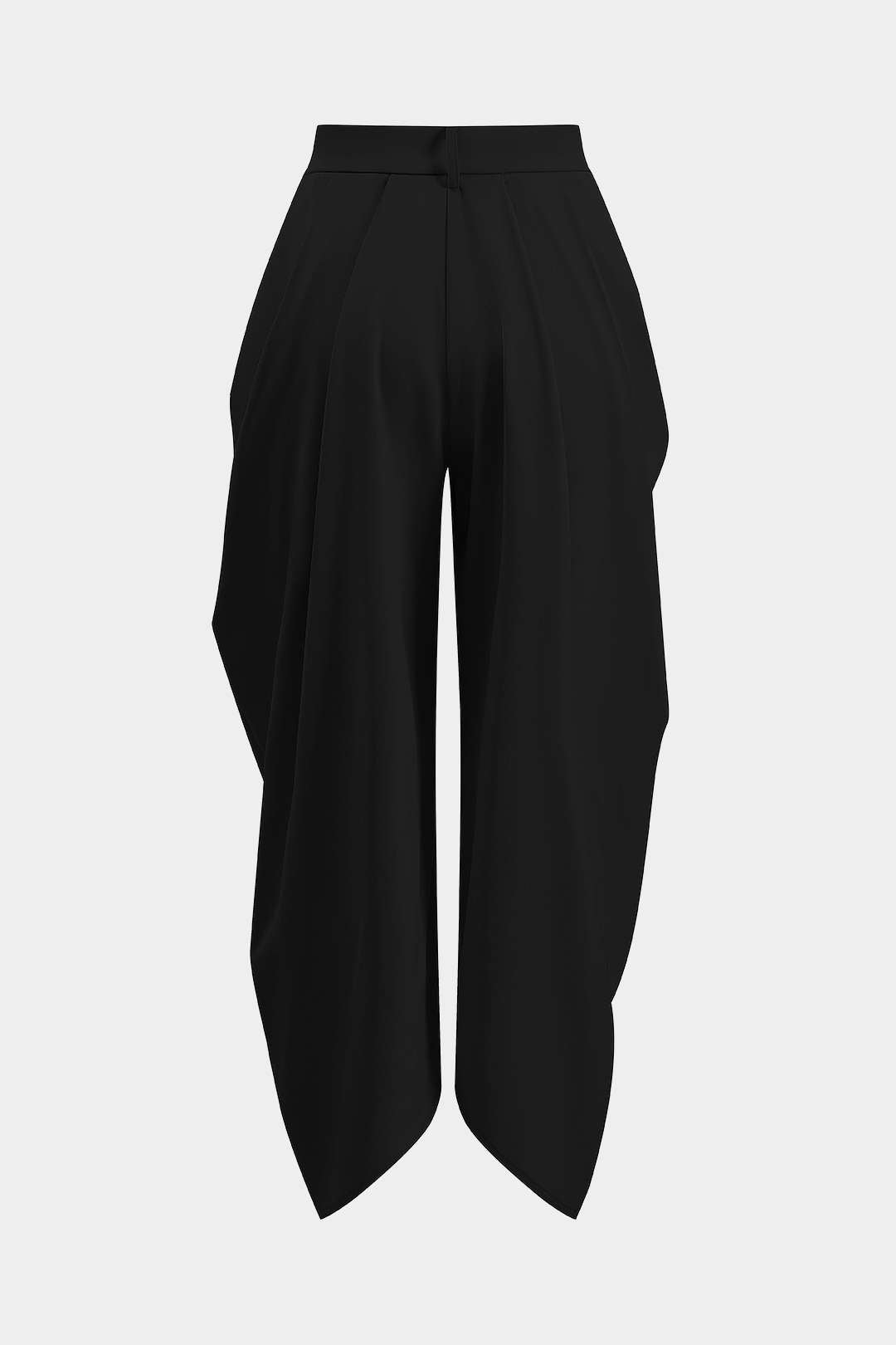 Pantalones Rectos Para Mujer Con Volante Y Drapado Brillante