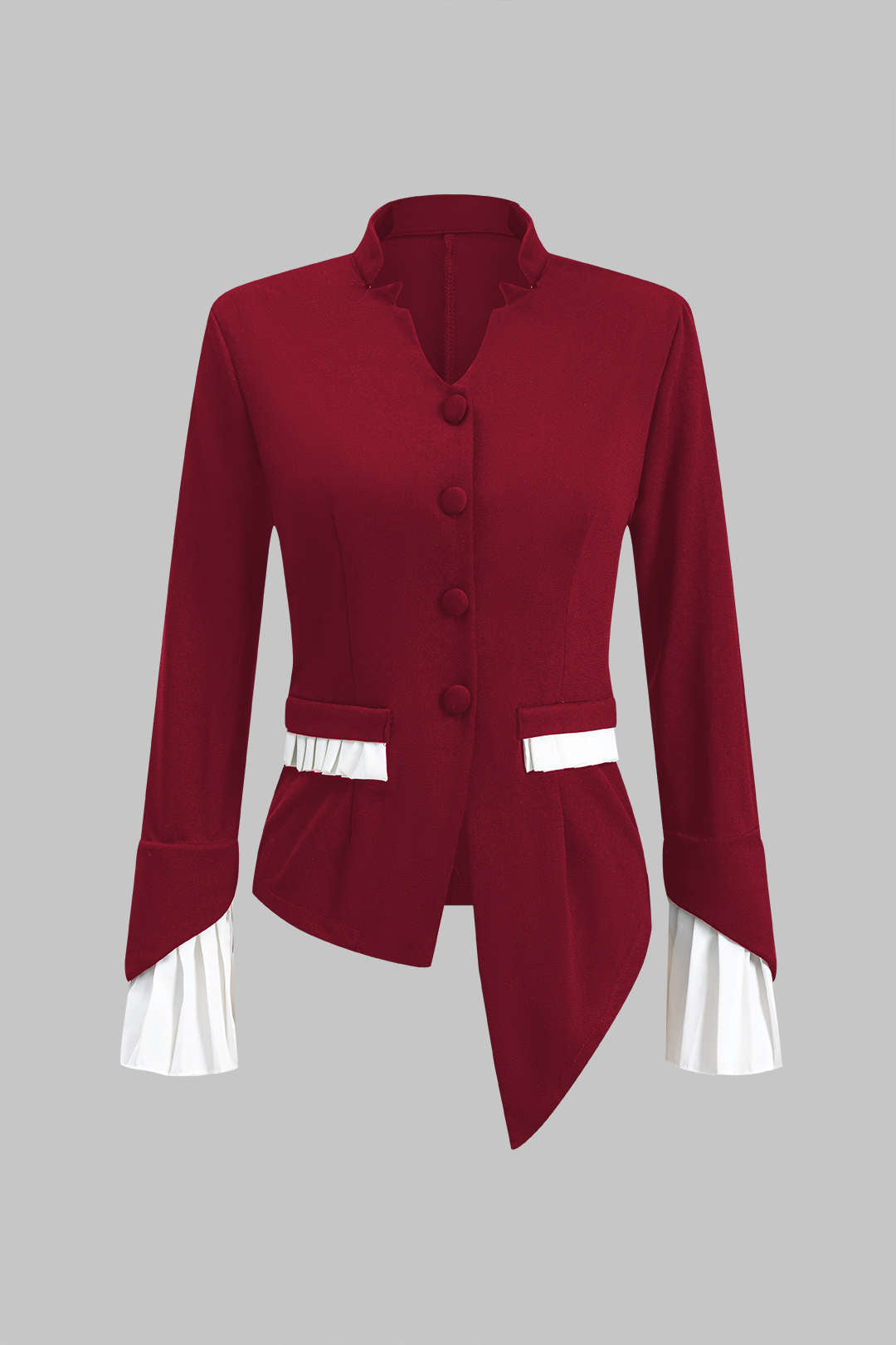 Conjunto Blusa Plisada De Contraste Y Pantalón Ancho