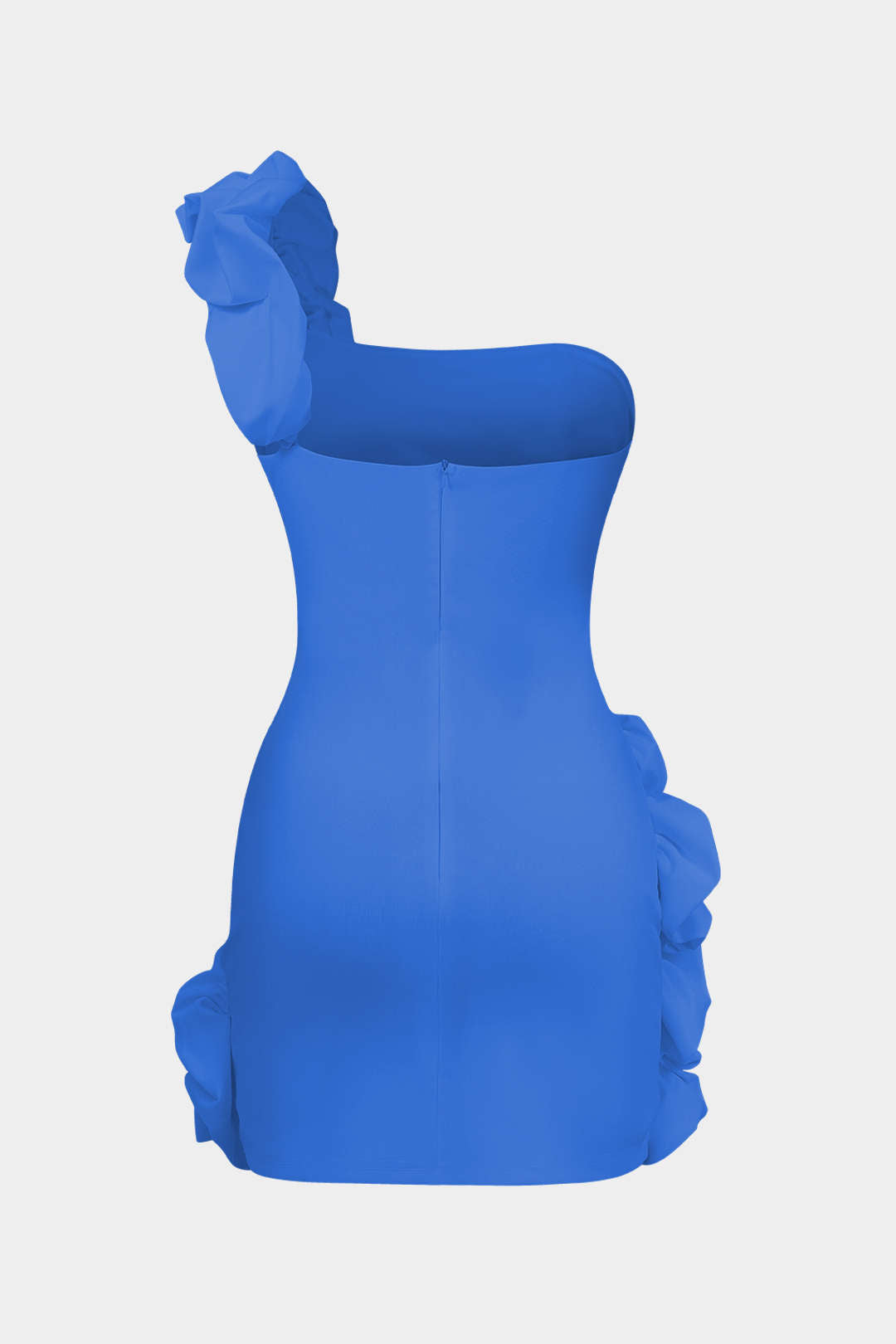 Vestido Mini Asimétrico Un Solo Hombro Con Volantes