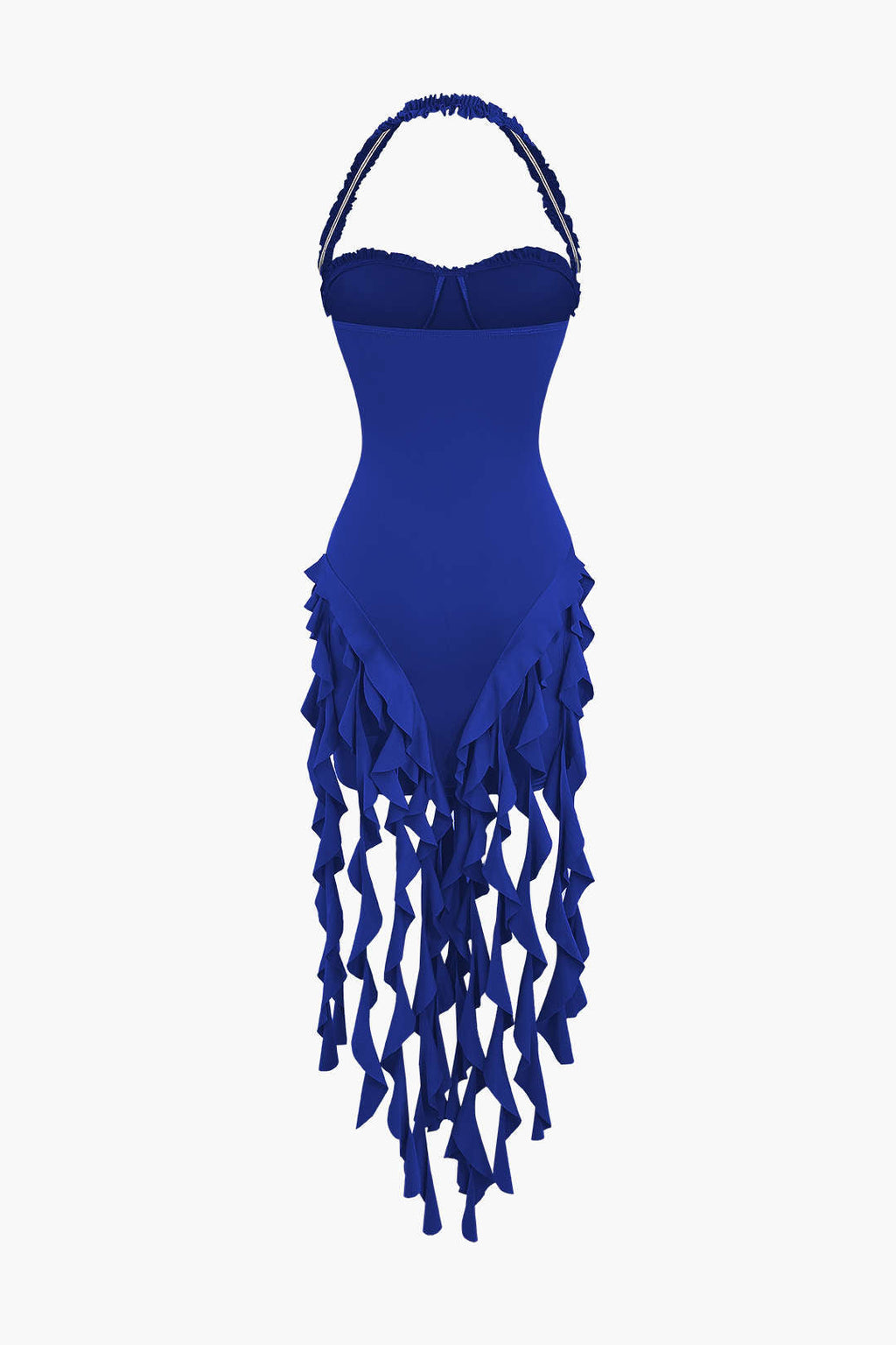 Vestido Mini Halter Bustier Con Flecos Espalda Abierta
