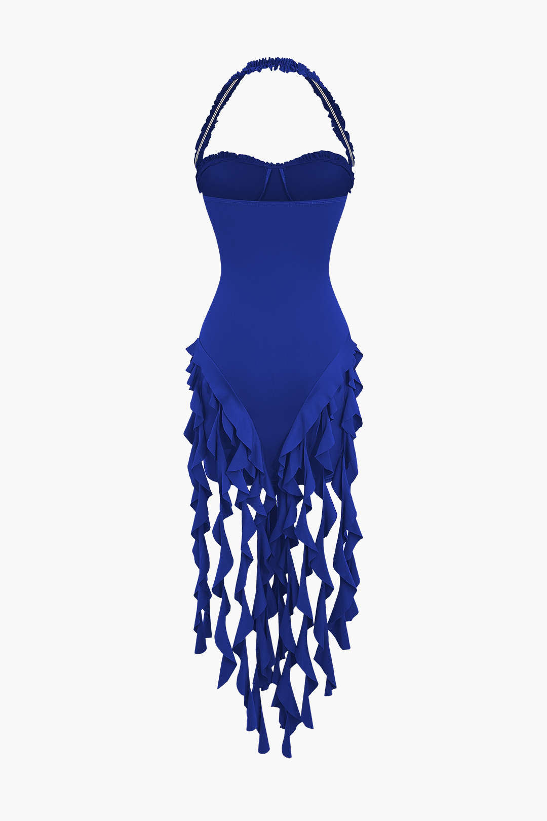Vestido Mini Halter Bustier Con Flecos Espalda Abierta