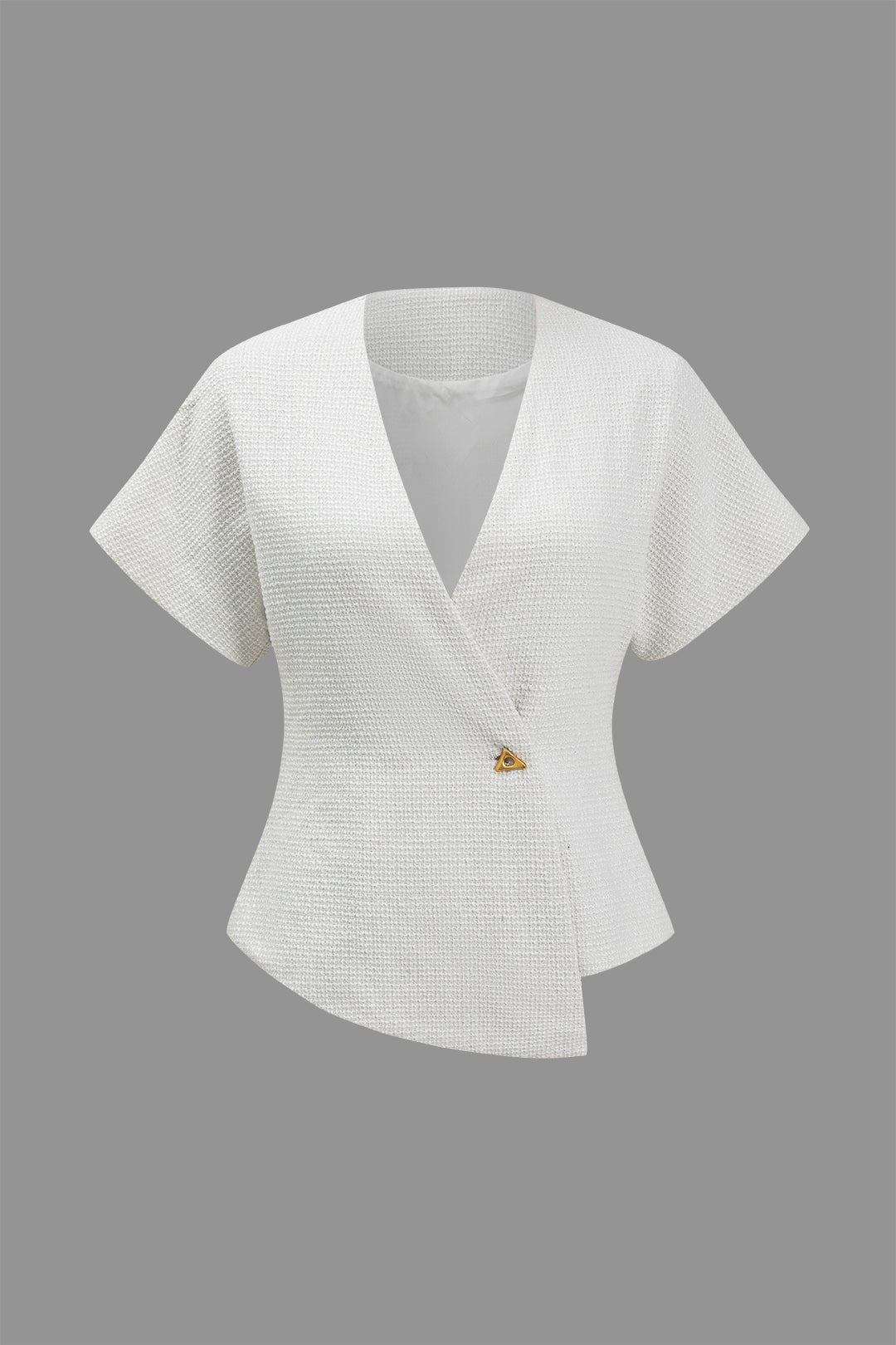 Camisa Minimalista Con Botones y Escote en V Mujer Elegante