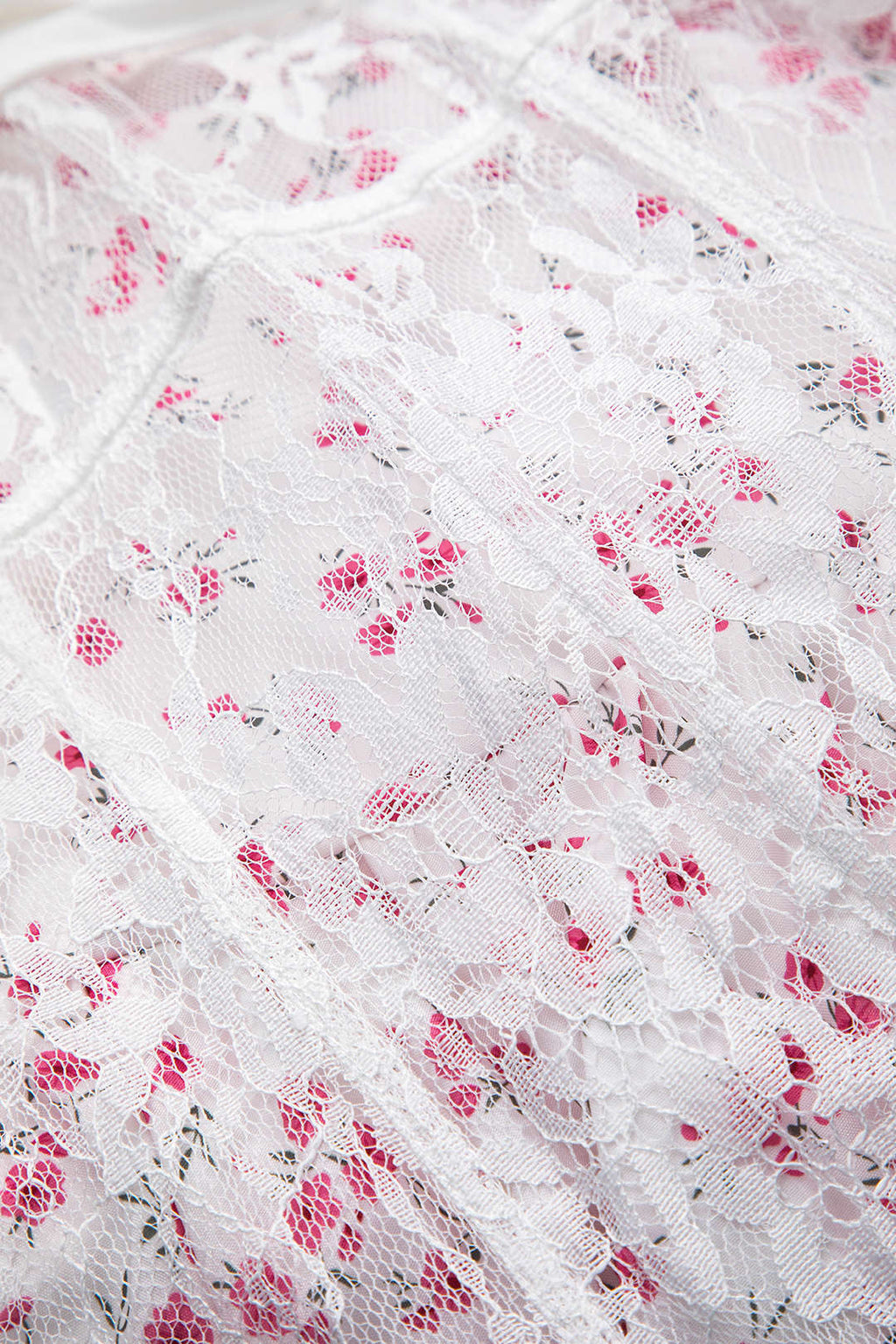 Vestido Mini De Manga Larga Con Encaje Floral Ditsy
