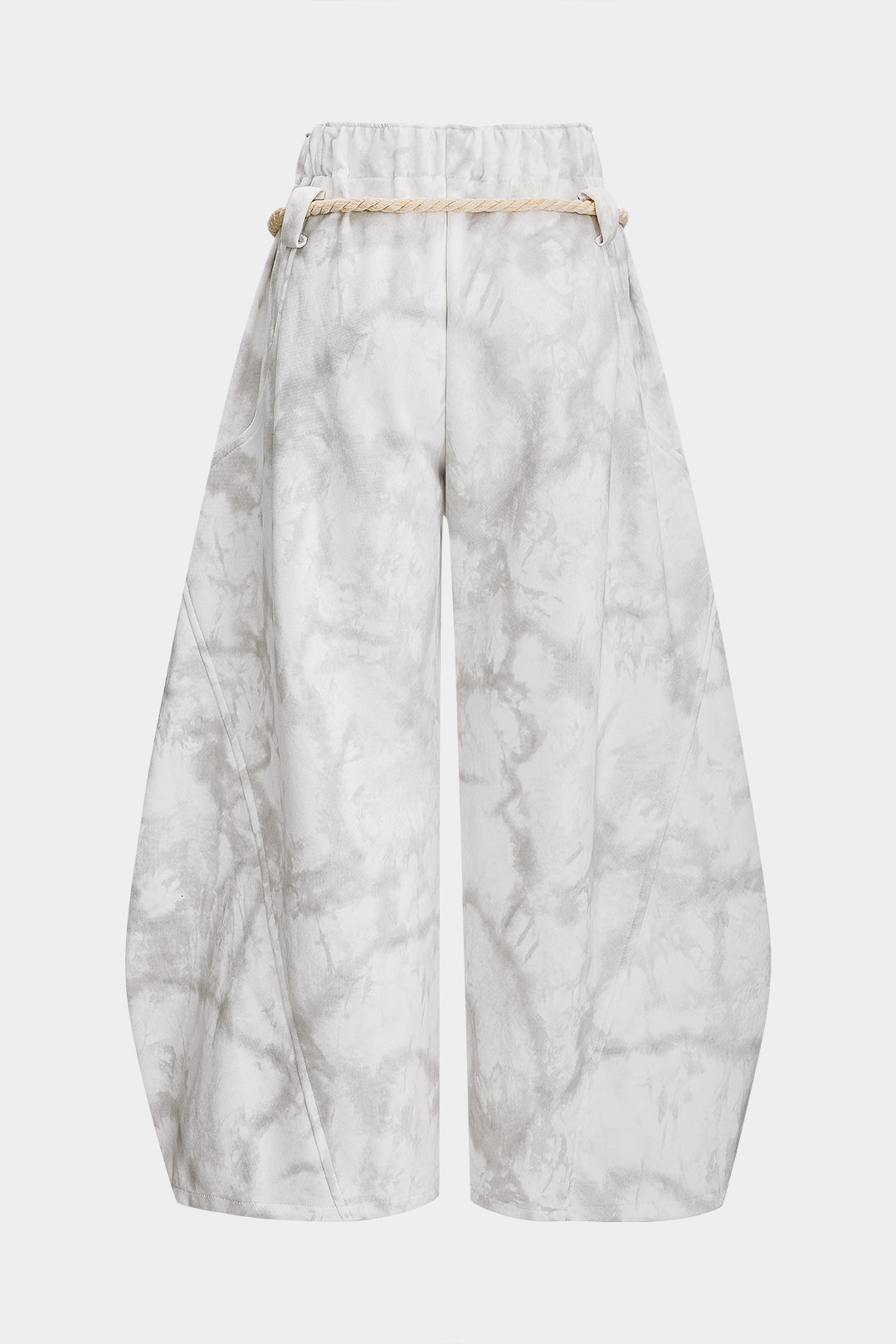 Pantalones Anchos Con Cordón Tie Dye Mármol Para Mujeres