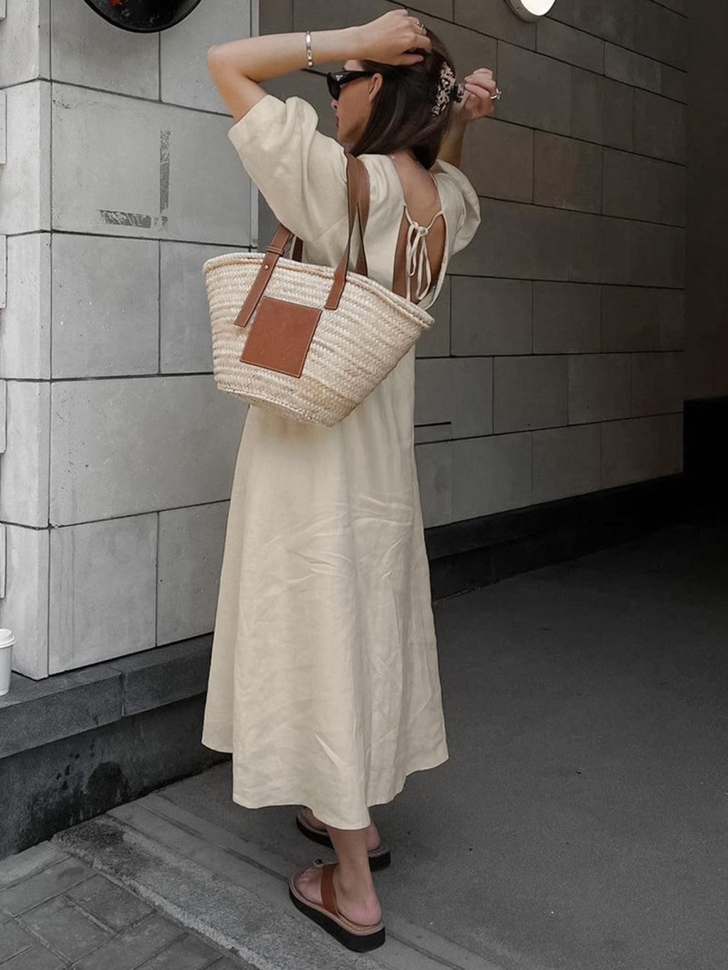 Vestido Largo De Lino Con Botones Yiwu Algodón 60 Lino 40