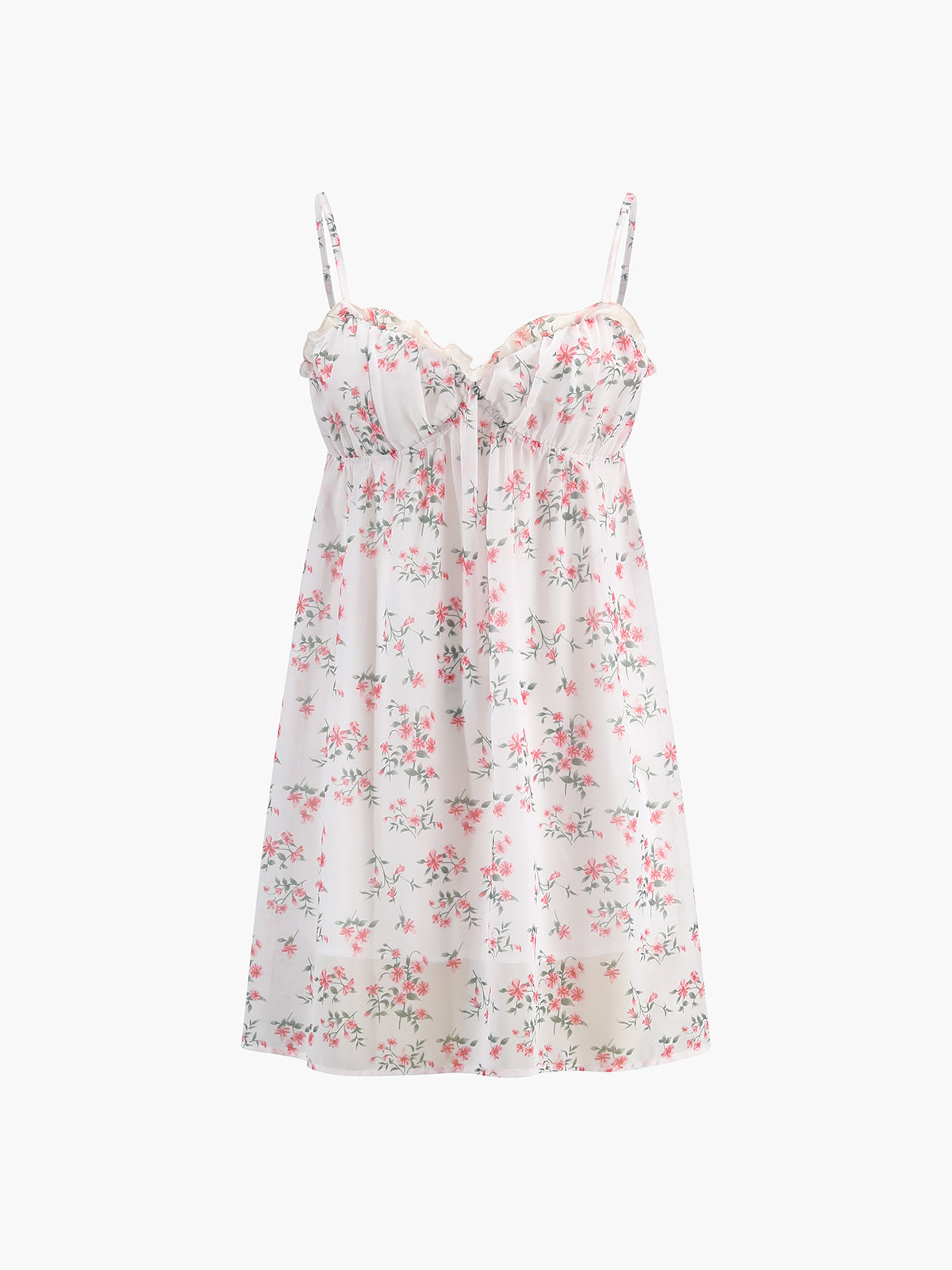 Vestido Floral Plisado sin Manga con Dobladillo Lechuga