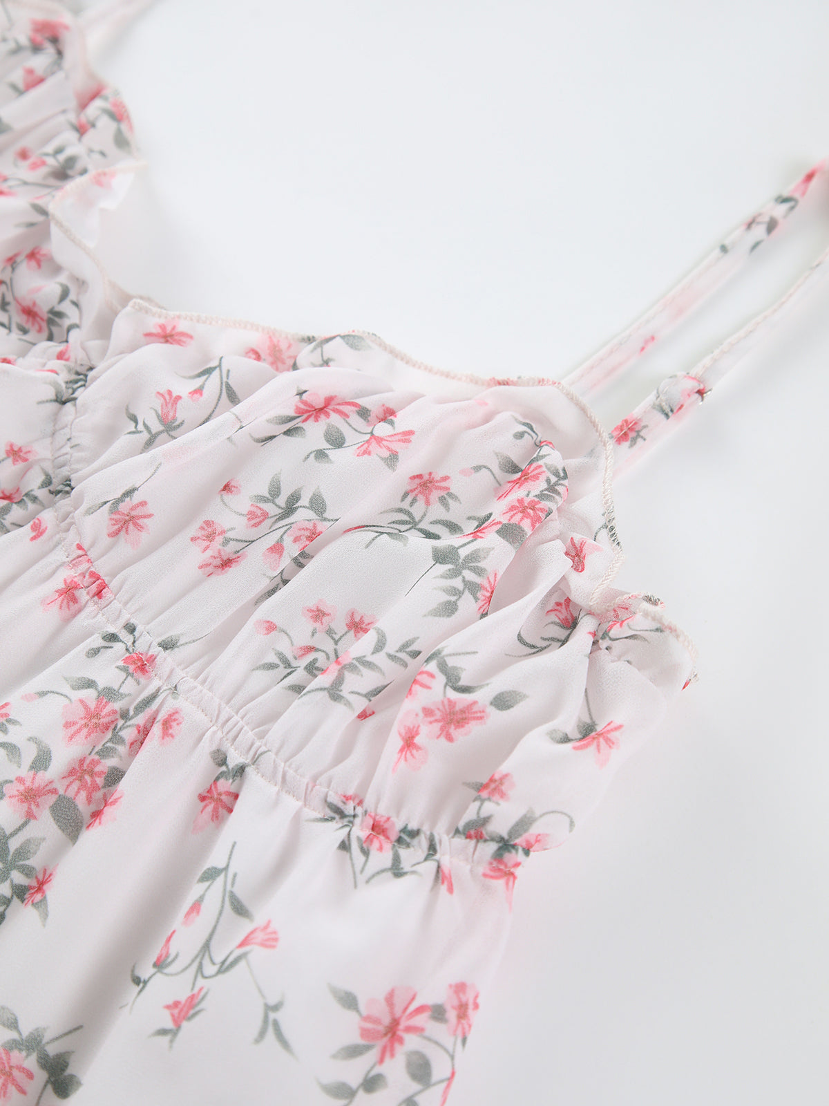 Vestido Floral Plisado sin Manga con Dobladillo Lechuga