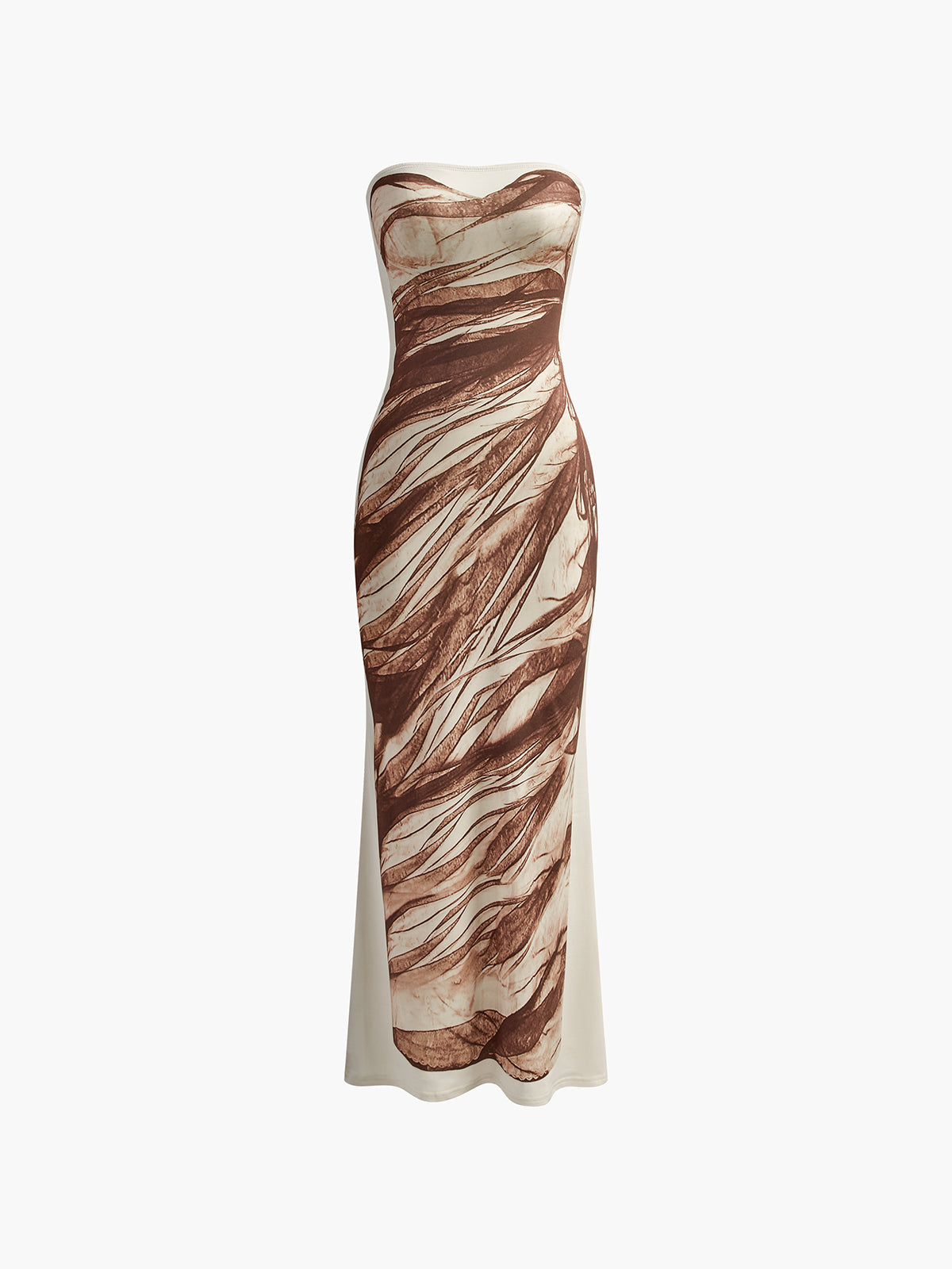 Vestido Estampado Elástico Sin Tirantes Mujer Elegante