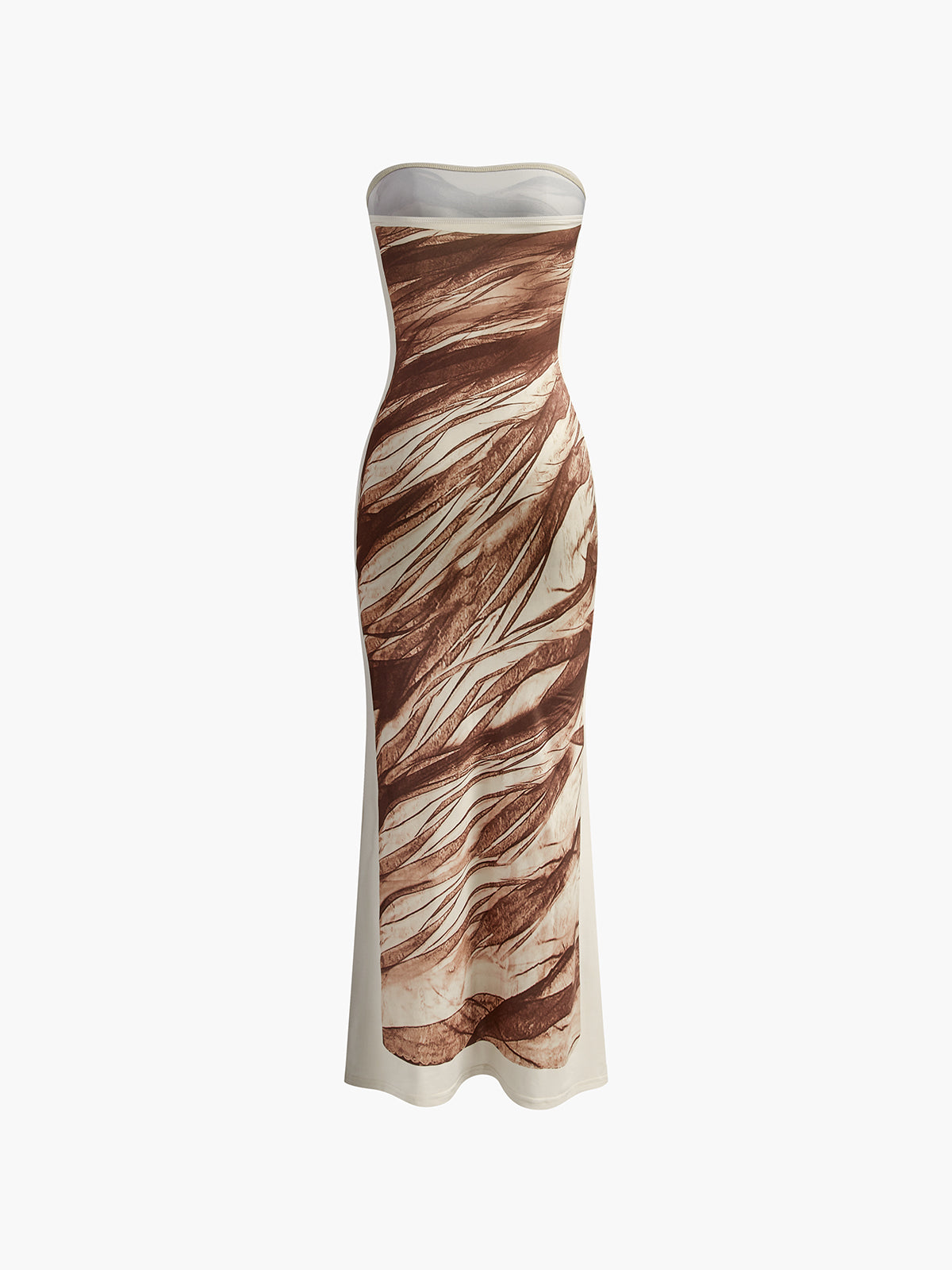 Vestido Estampado Elástico Sin Tirantes Mujer Elegante