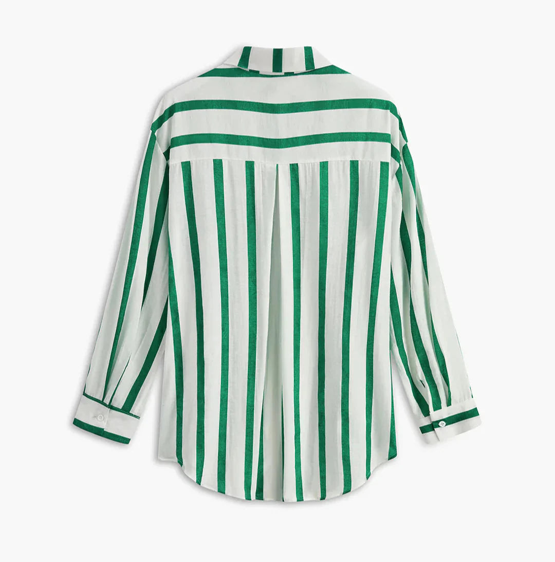 Camisa Sorlen De Rayas Verticales Con Corte Relajado