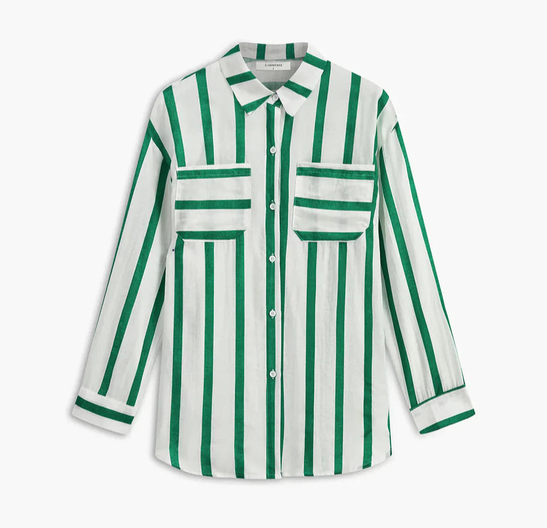 Camisa Sorlen De Rayas Verticales Con Corte Relajado