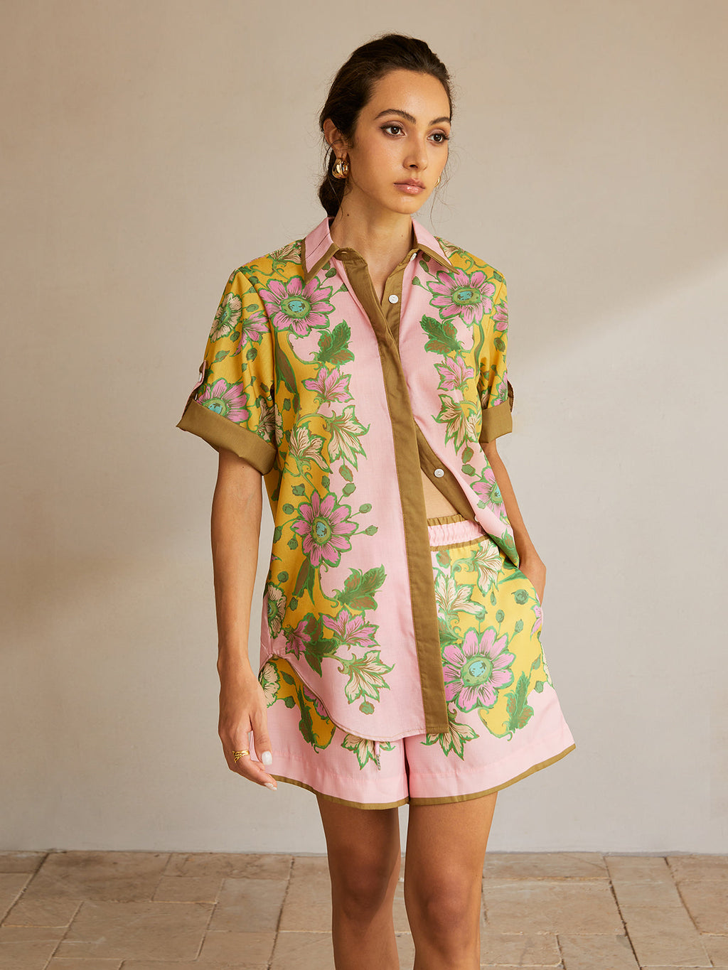 Conjunto Falda Y Short Estampado Con Ribete Contraste Mujer