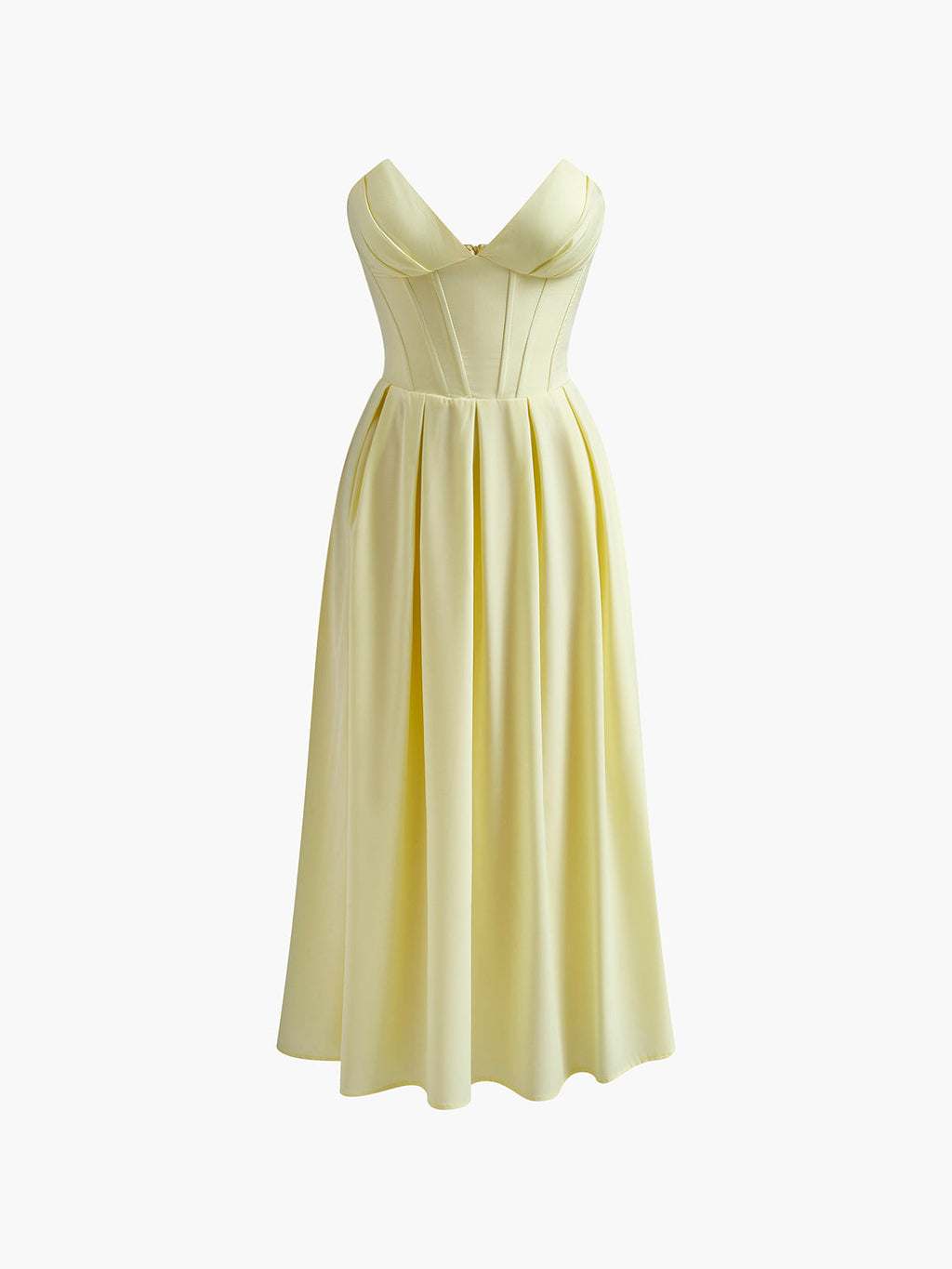 Vestido Recto Midi Sin Mangas Con Pliegues Y Cremallera