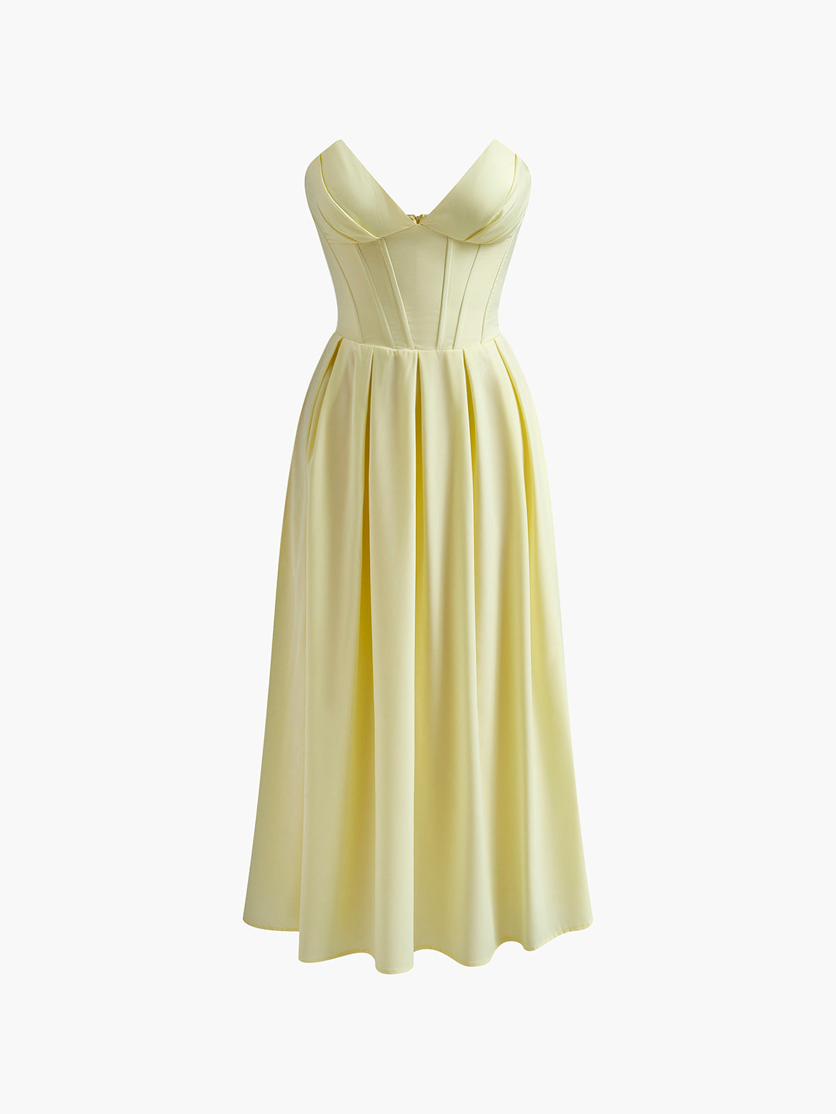 Vestido Recto Midi Sin Mangas Con Pliegues Y Cremallera
