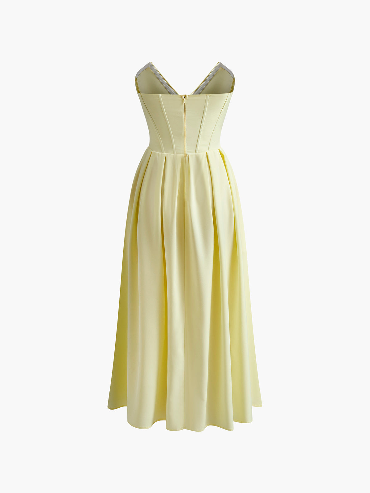 Vestido Recto Midi Sin Mangas Con Pliegues Y Cremallera
