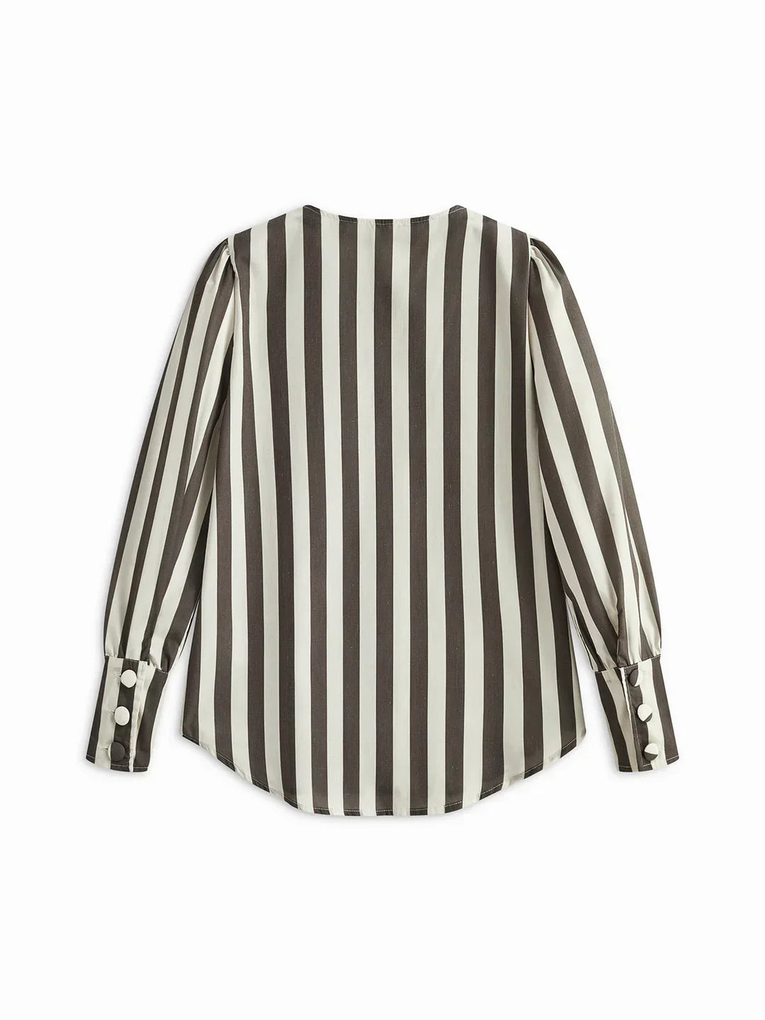 Camisa De Lunares Con Cuello Redondo Y Puños Botonados