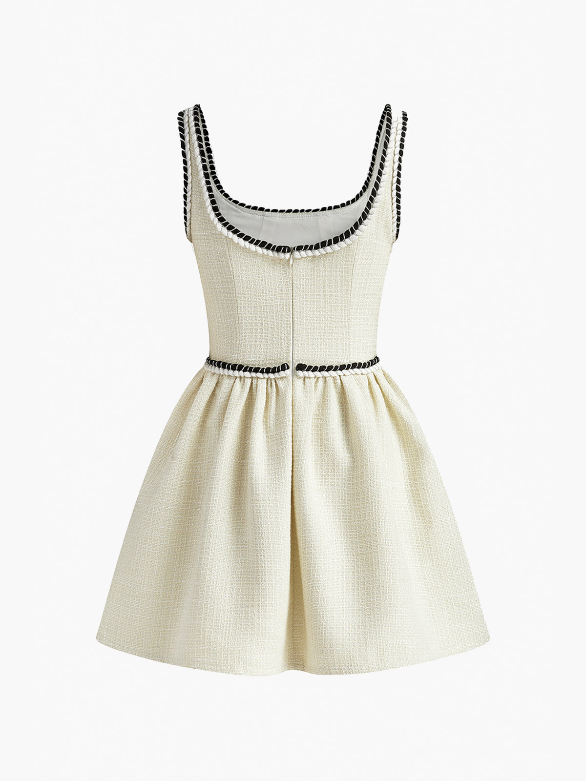 Vestido Corto Plisado En Tweed Con Lazo Contraste Mujer