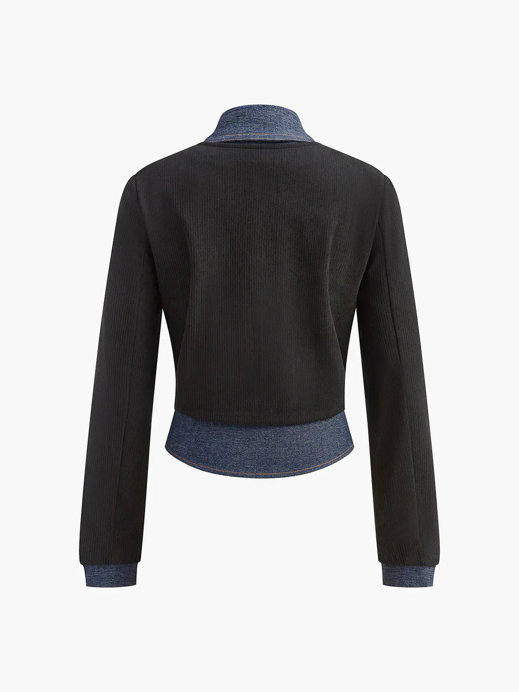 Blusa Bardot Elegante Con Detalle Denim Y Botones Dorados