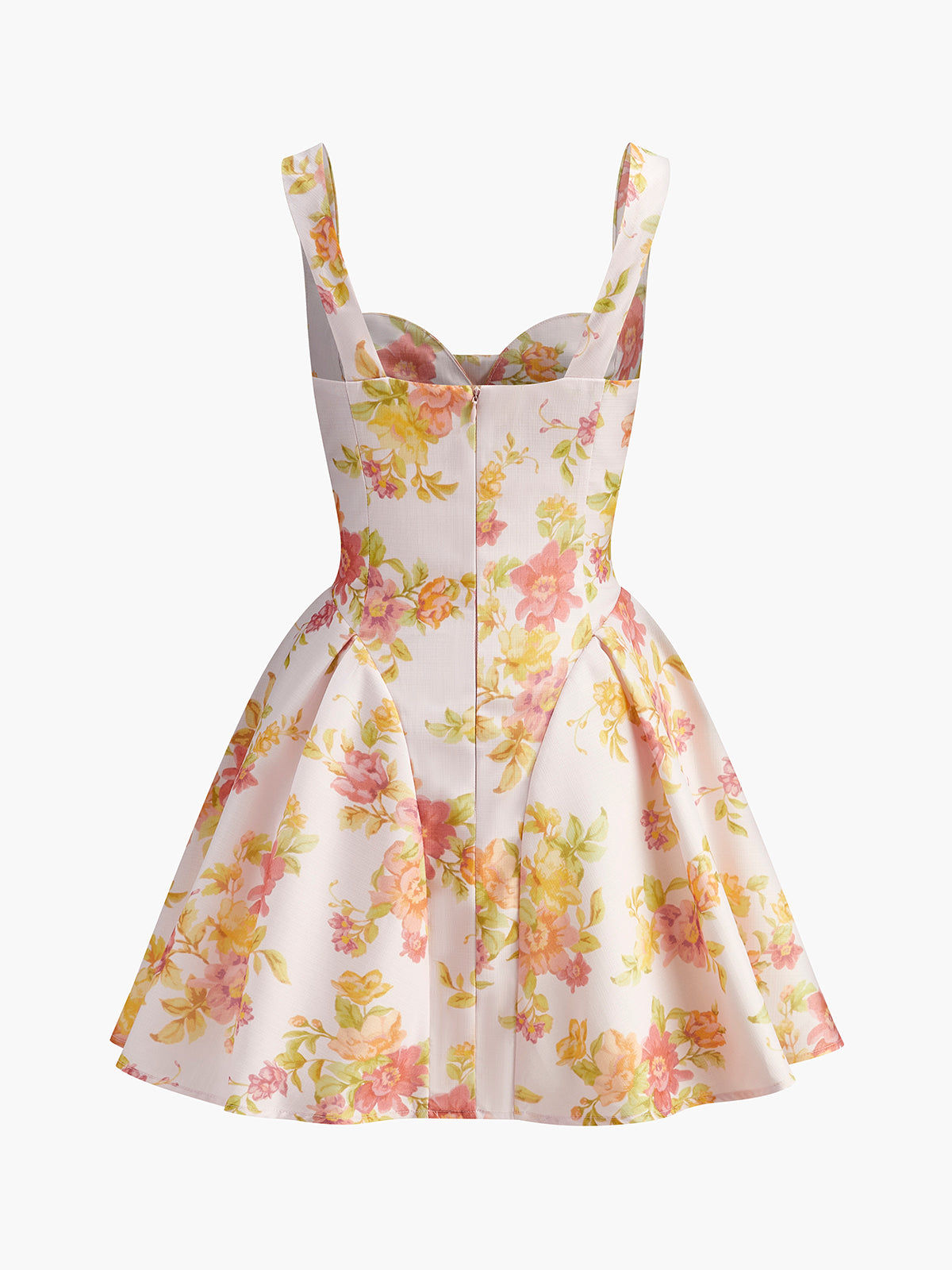 Vestido Floral Sin Manga Con Cuello En Forma De Corazón