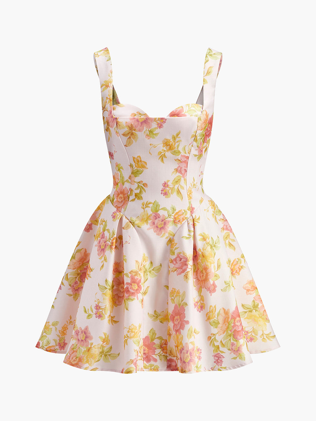 Vestido Floral Sin Manga Con Cuello En Forma De Corazón