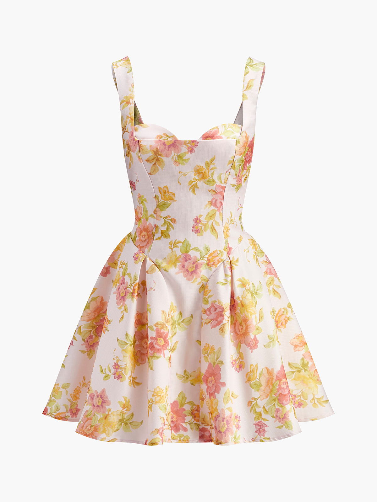 Vestido Floral Sin Manga Con Cuello En Forma De Corazón