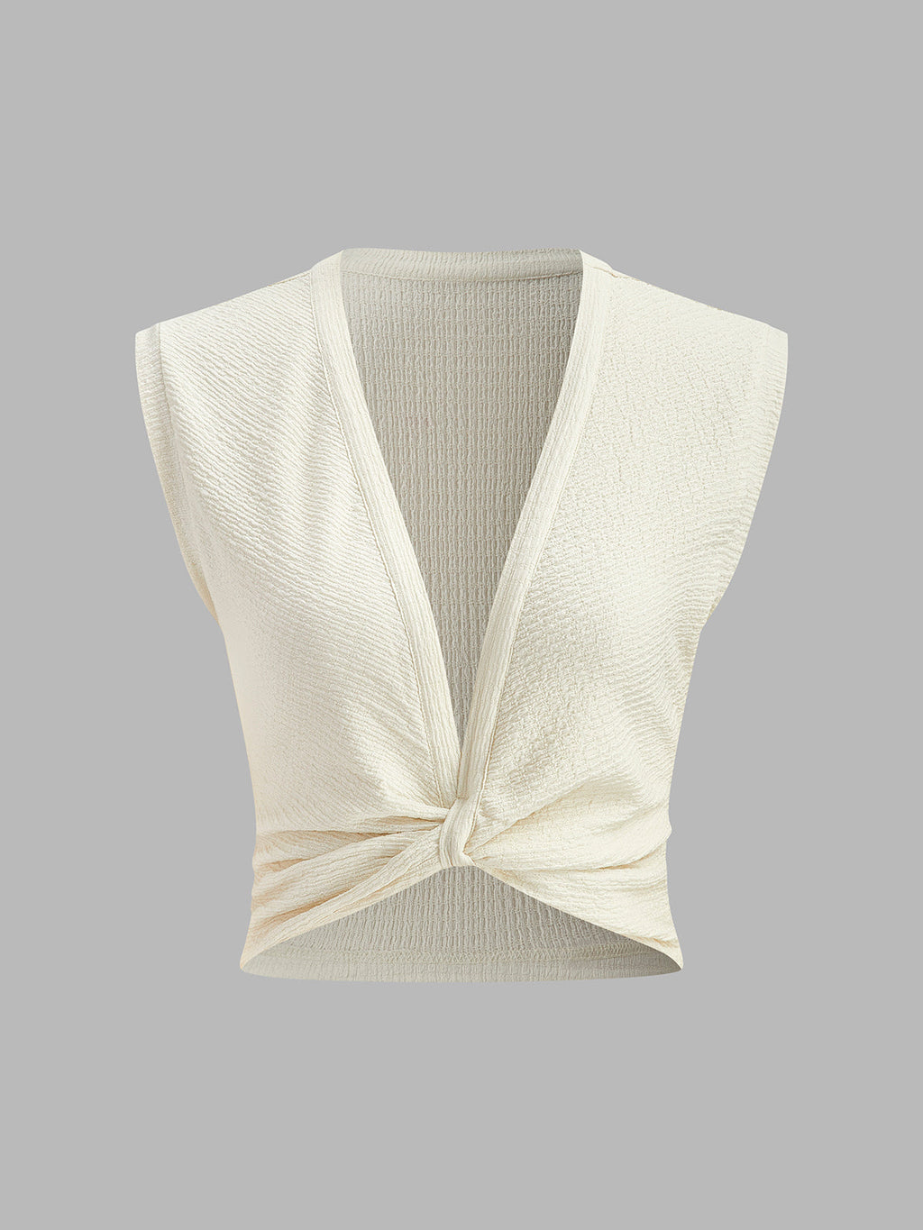 Blusa Sin Mangas Con Escote V Y Nudo Elástico Versátil