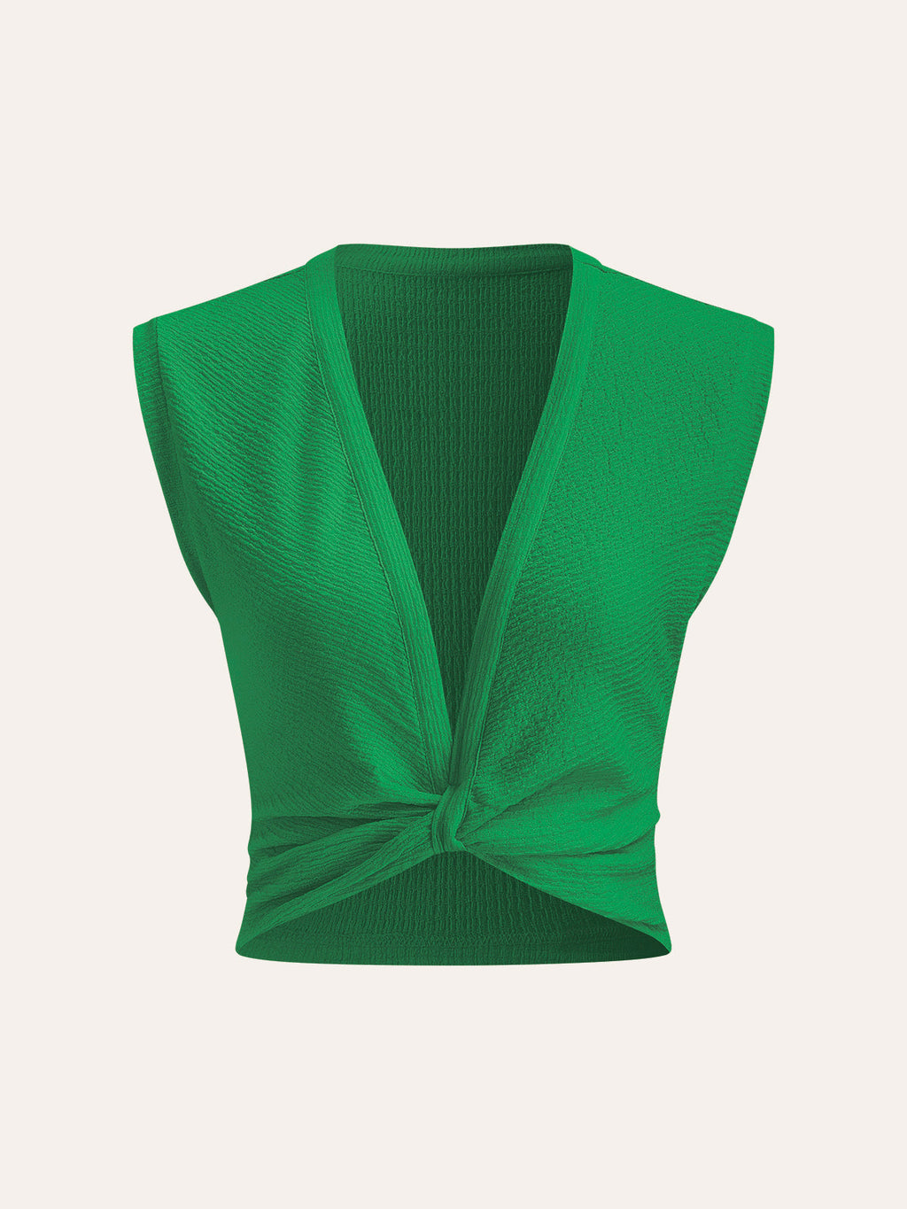 Blusa Sin Mangas Con Escote V Y Nudo Elástico Versátil
