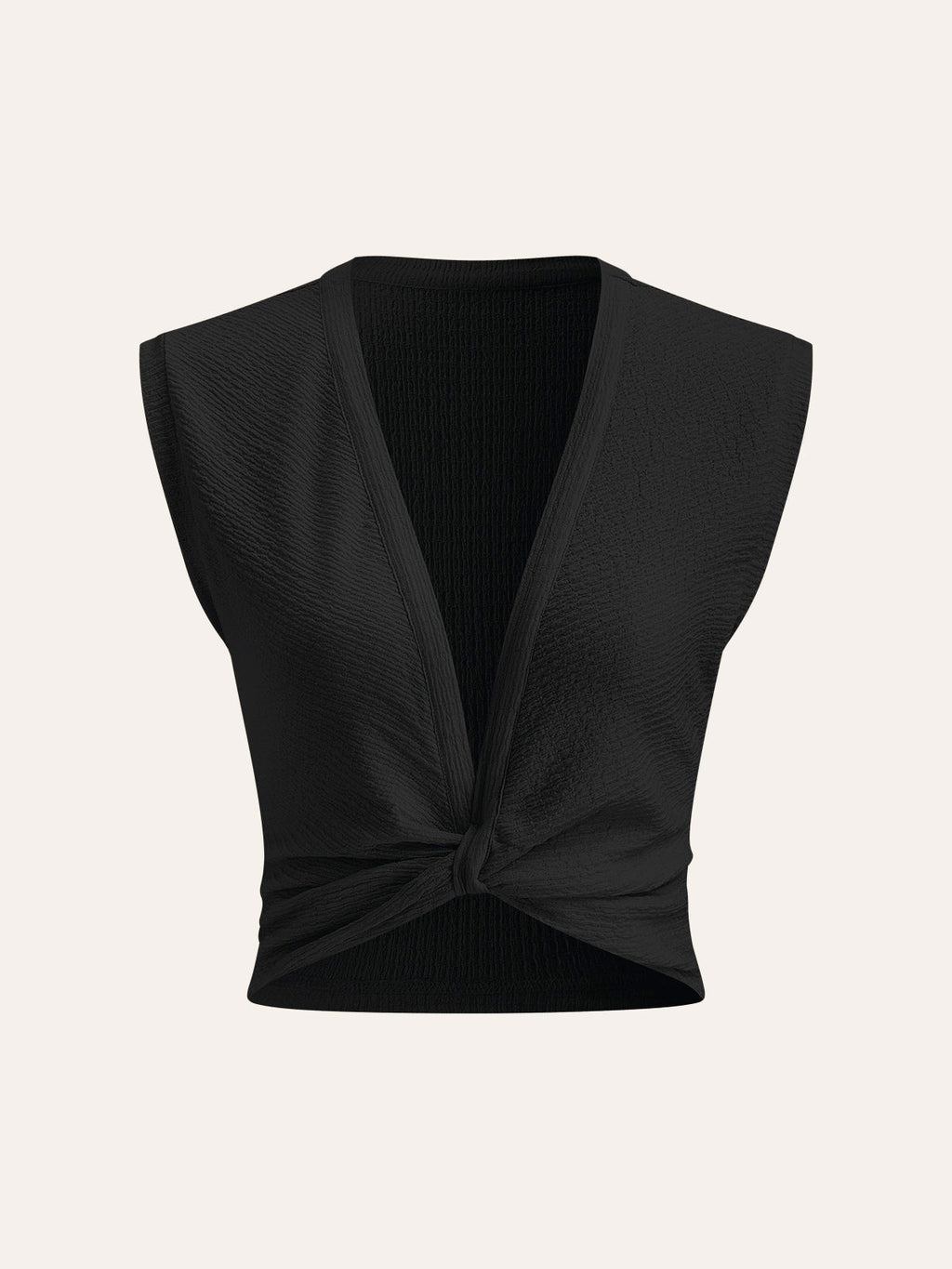 Blusa Sin Mangas Con Escote V Y Nudo Elástico Versátil