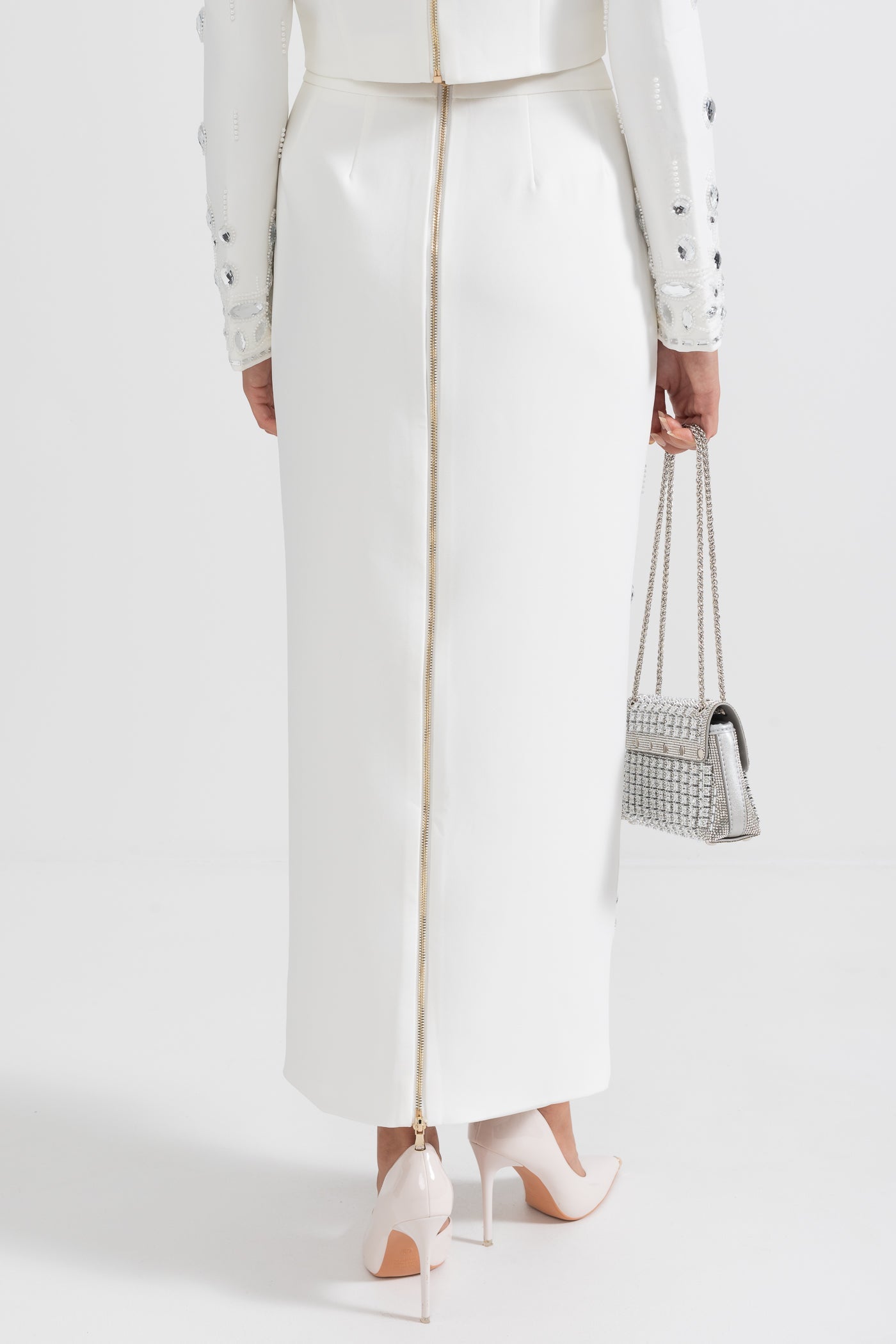 Conjunto Dos Piezas Falda Maxi Pedrería para Mujer de Lujo