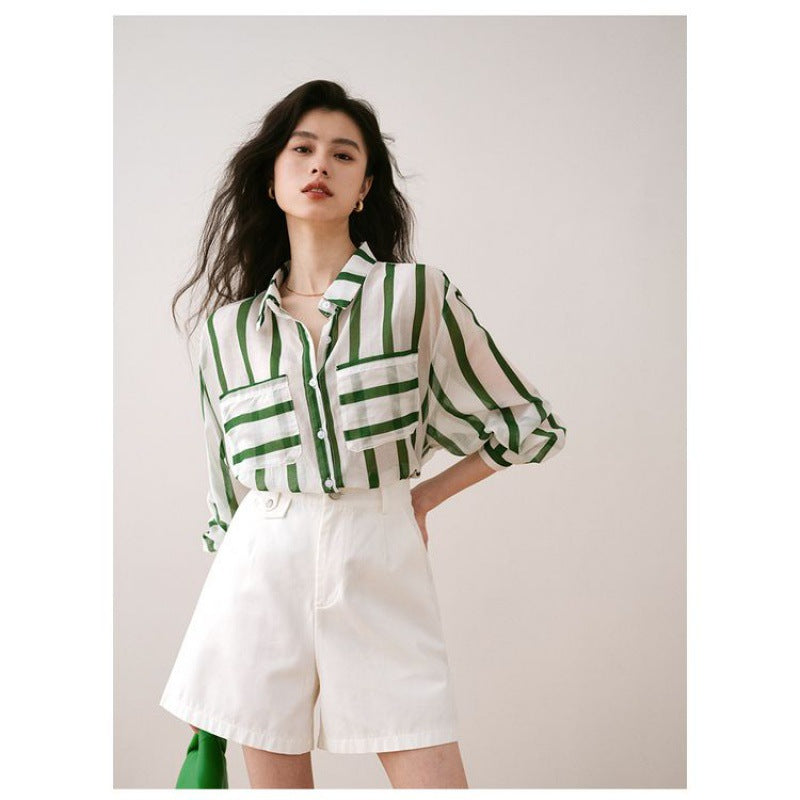 Camisa Sorlen De Rayas Verticales Con Corte Relajado