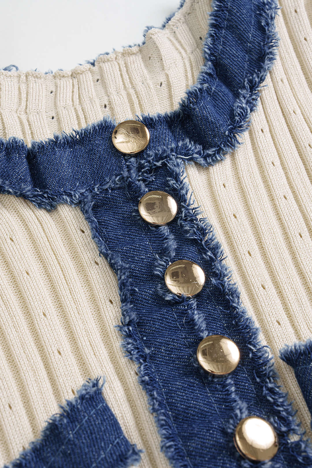 Vestido Maxi Denim Patchwork con Botones Metálicos