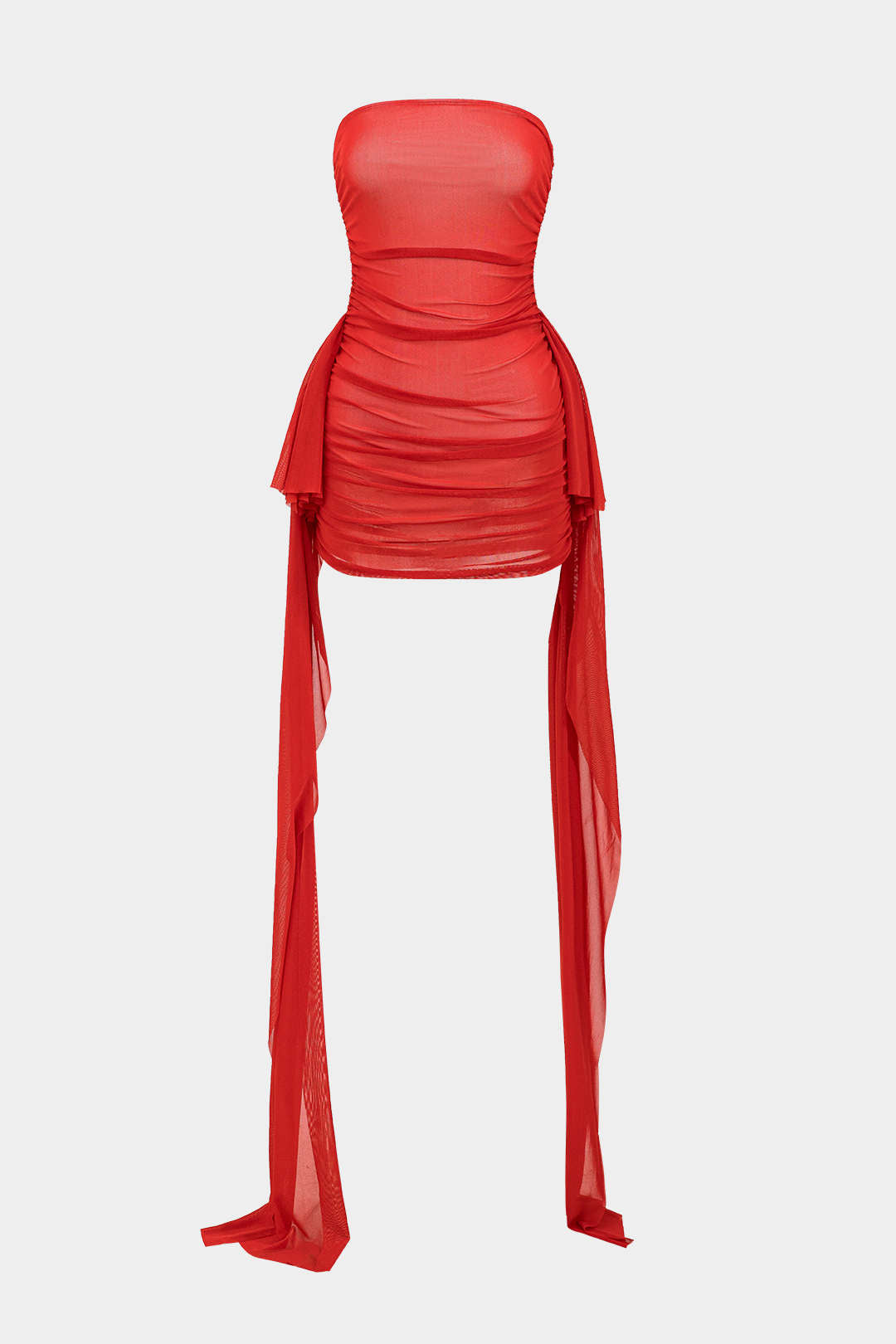 Vestido Mini Sin Tirantes Con Textura De Malla Elegante