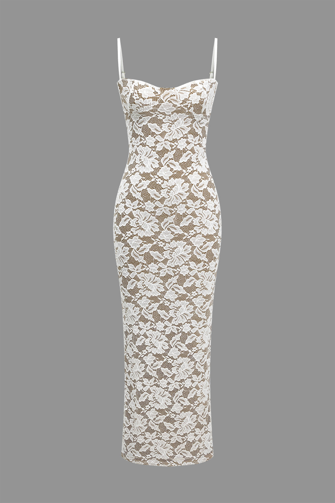 Vestido Largo de Encaje con Abertura Elegante para Mujer