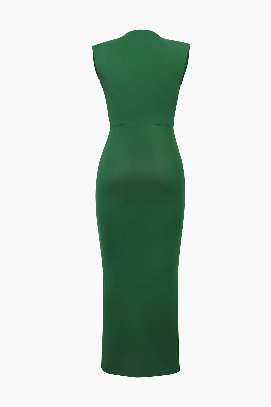 Vestido Midi Sin Mangas Con Escote En V Silueta Elegante