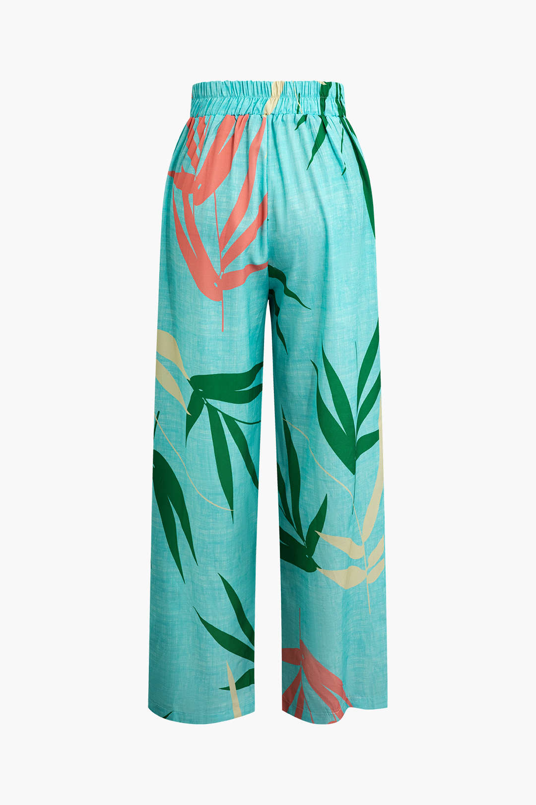 Conjunto Top Espagueti Pantalón Estampado Hojas De Bambú