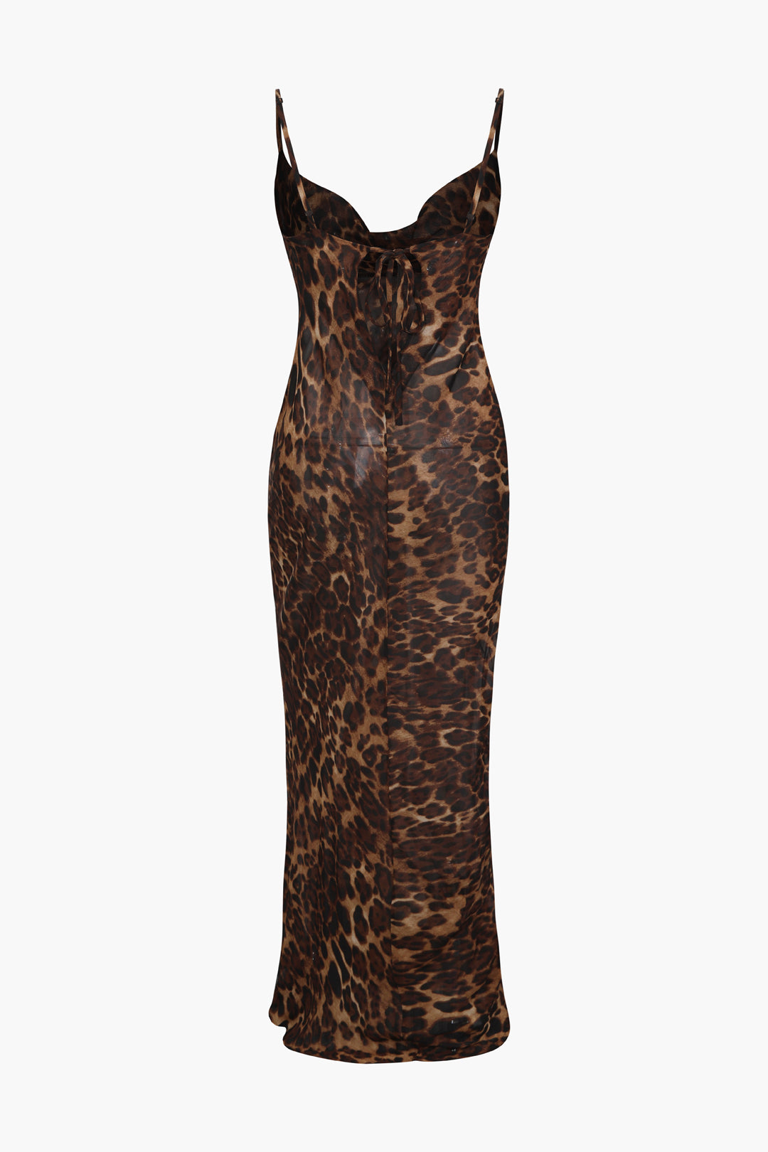 Vestido Maxi Drapé Transparente Con Estampado De Tigre