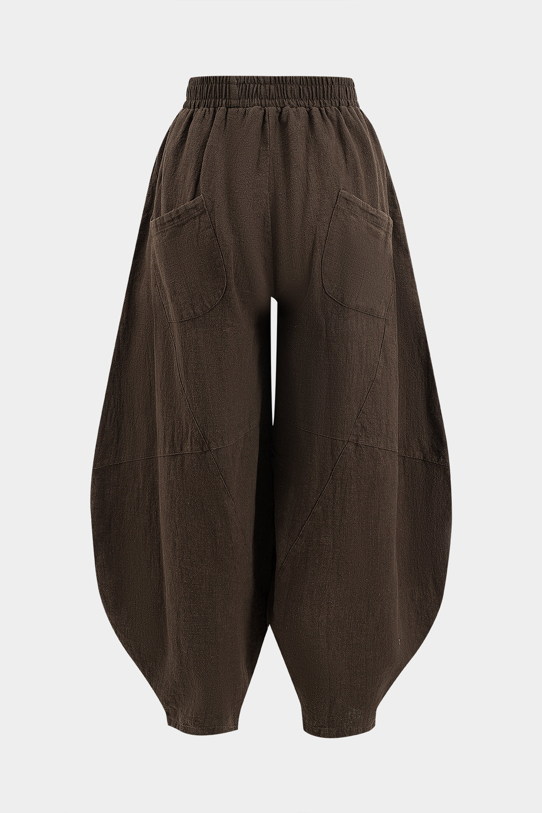 Pantalones Anchos Con Bolsillos Fruncidos Mujer Casual