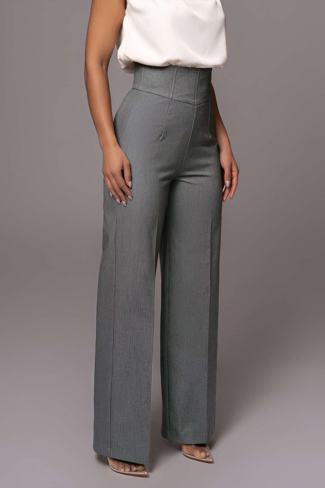 Pantalones De Cintura Alta Anchos Para Mujer Casual Diario