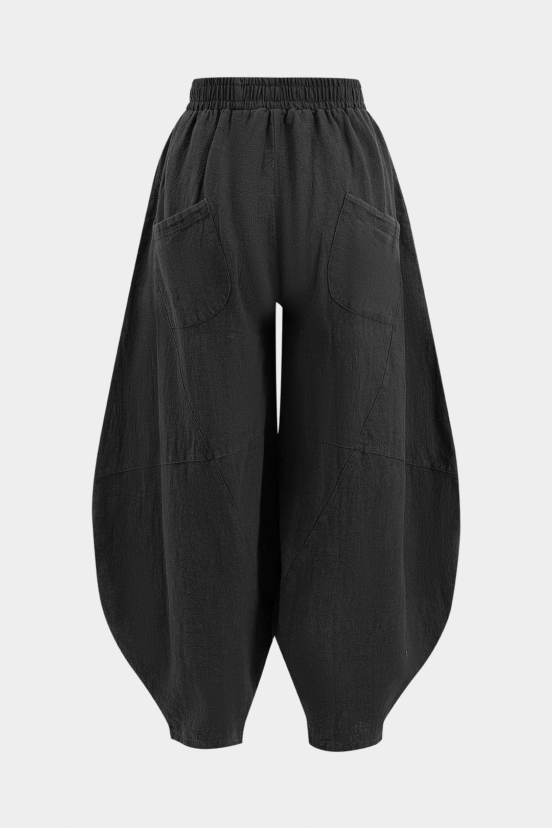 Pantalones Anchos Con Bolsillos Fruncidos Mujer Casual