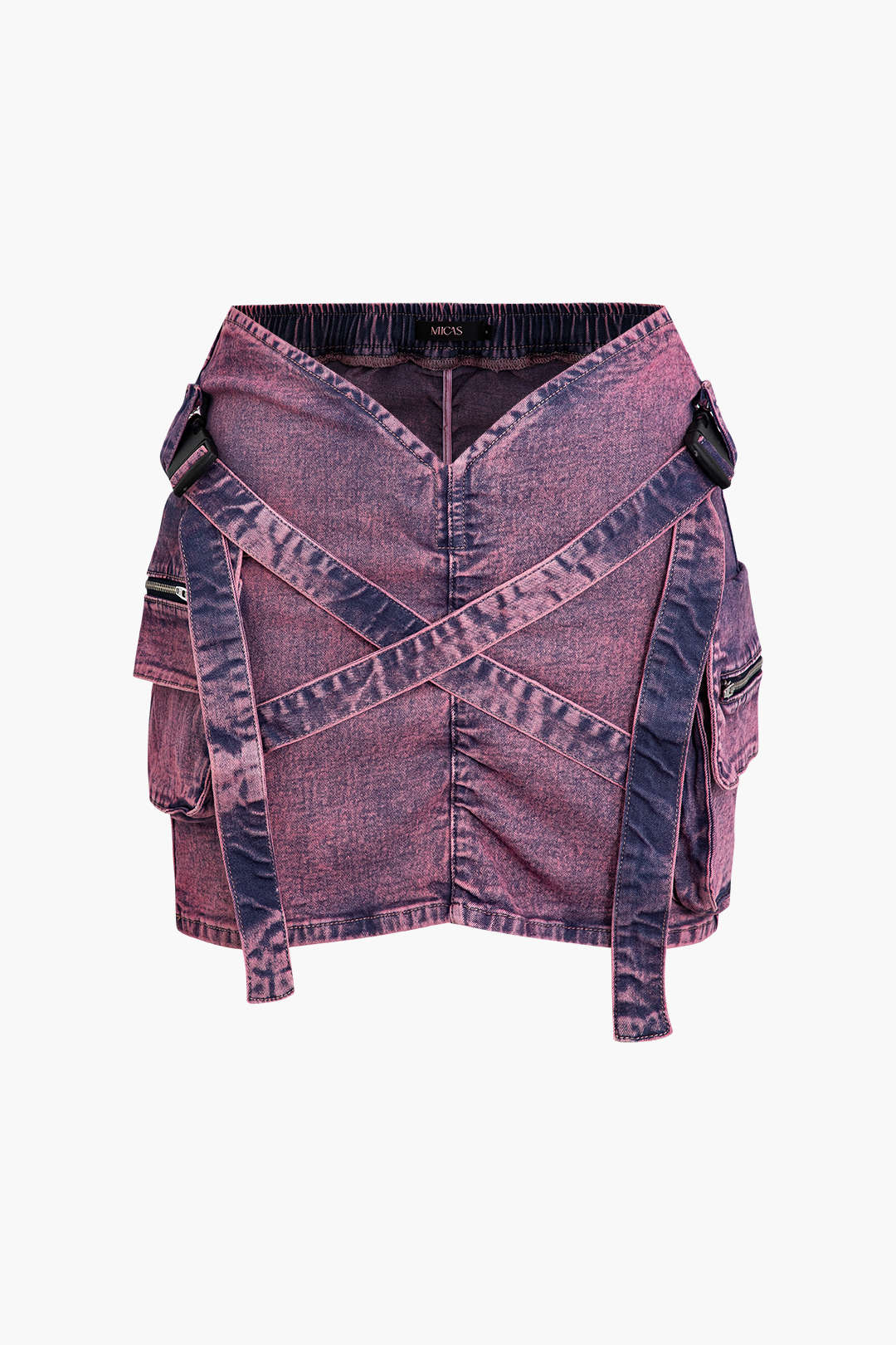 Falda Denim Cargo Cintura Elástica Con Bolsillos Clásica