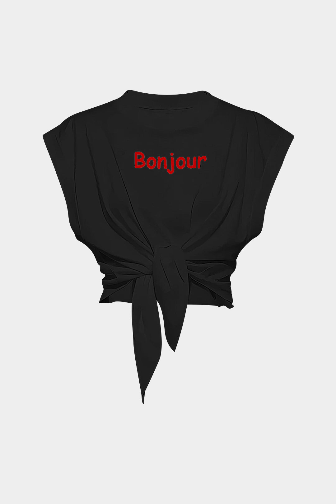 Camiseta Corta Estampada Con Nudo Frontal Cotidiano