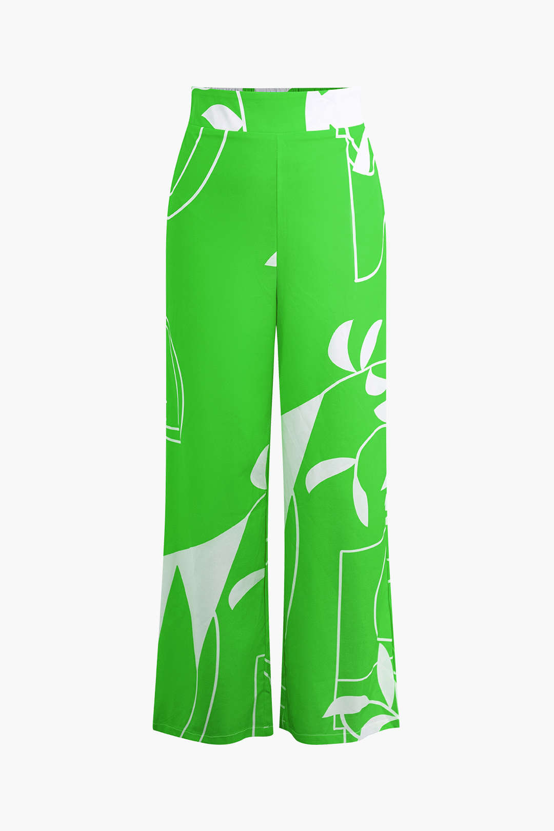 Conjunto Top Espagueti Pantalón Estampado Hojas De Bambú