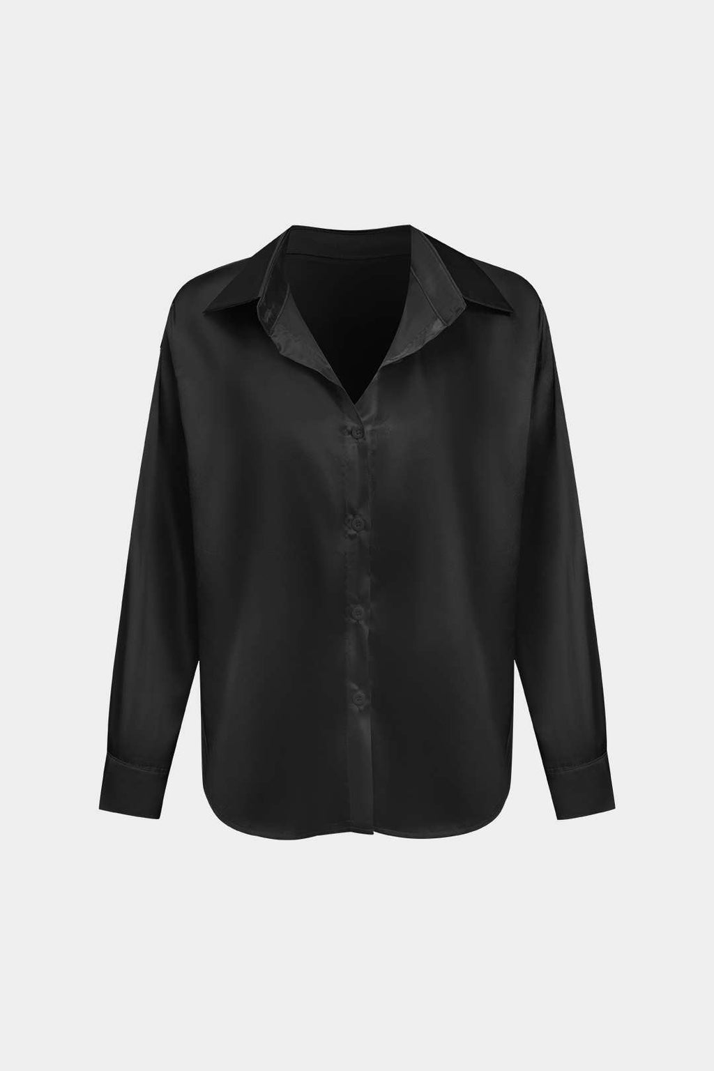 Camisa Satinada De Manga Larga Con Silueta Elegante